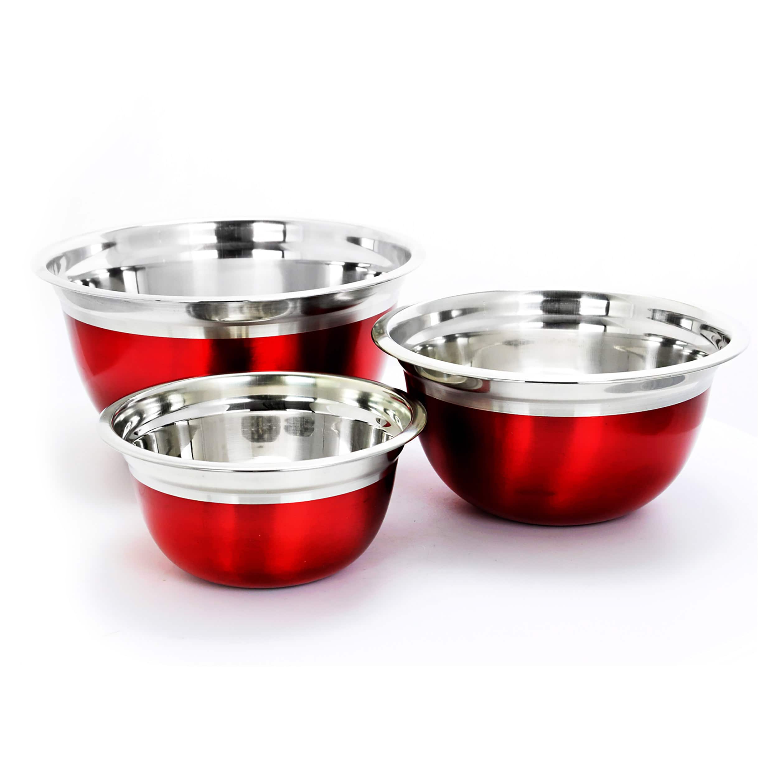 Oster Rosamond Red Stainless Steel Mixing Bowl Set
