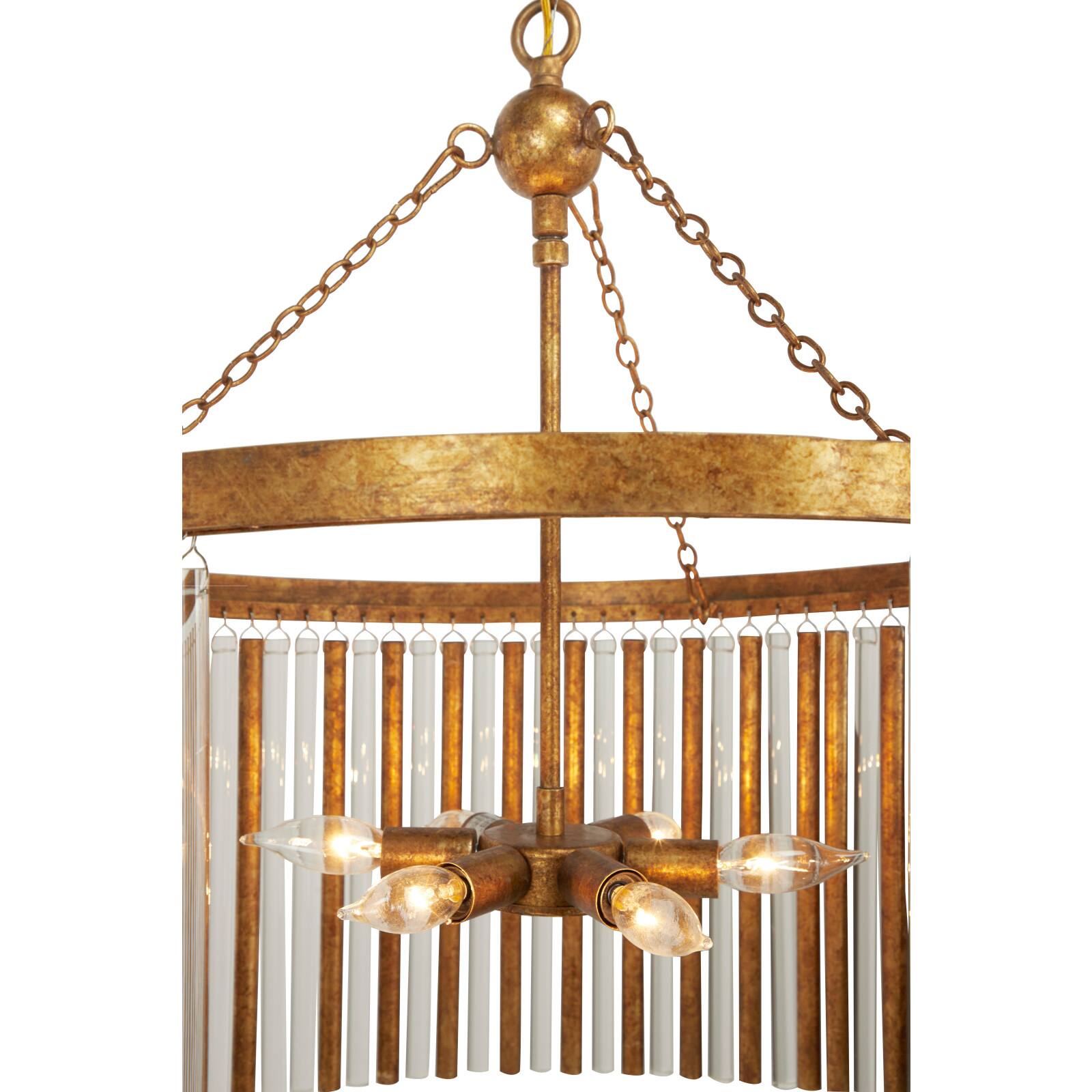 Gold Iron Glam Drum Chandelier, 25&#x22; x 22&#x22; x 22&#x22;