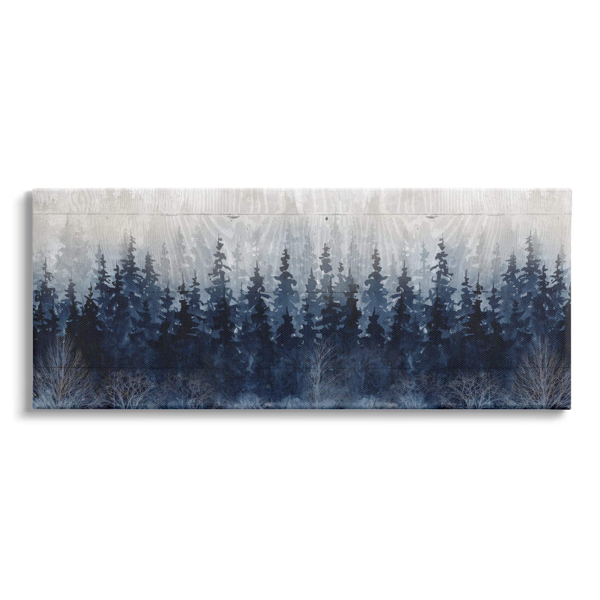 Stupell Industries Rustic Blue Forest Tree Line Fir Woodland Canvas Wall Art