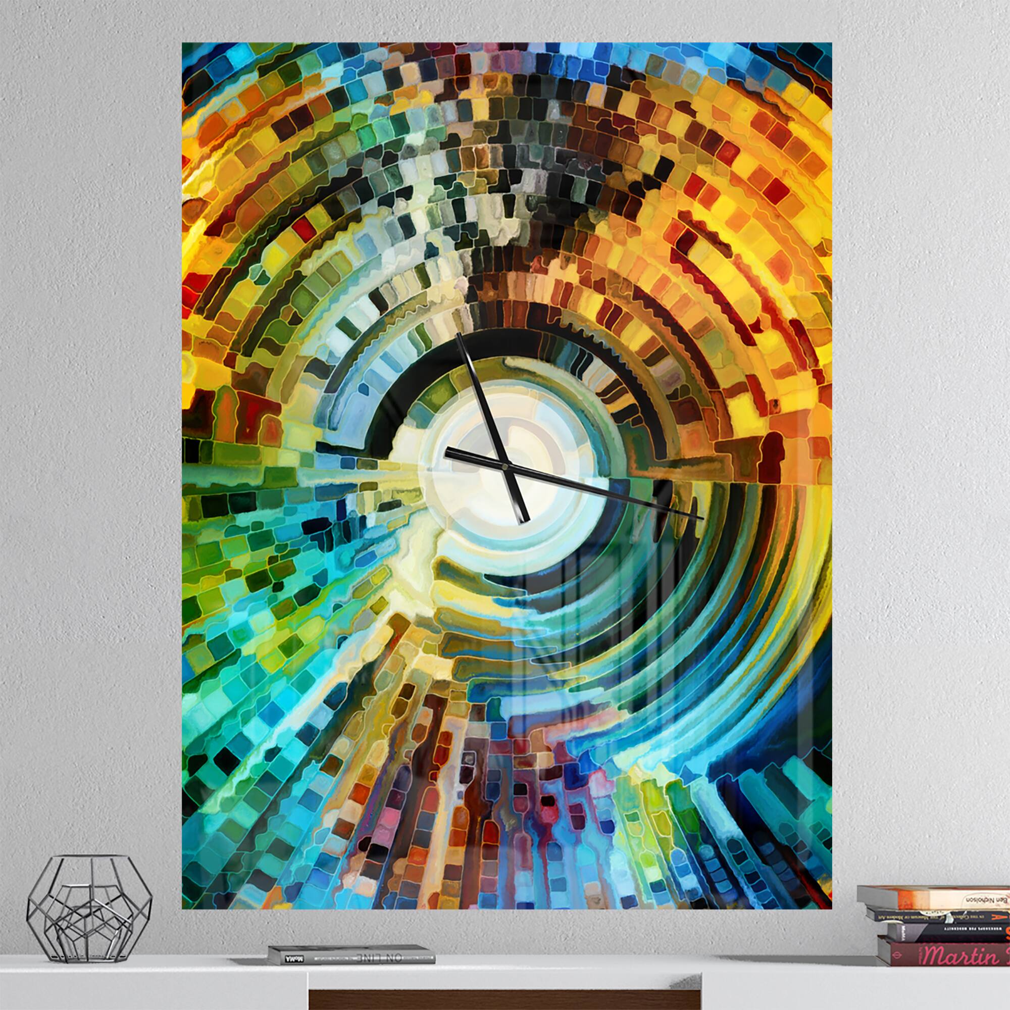 Designart &#x27;Paths Of Stained Glass Modern Rectangular Wall Clock