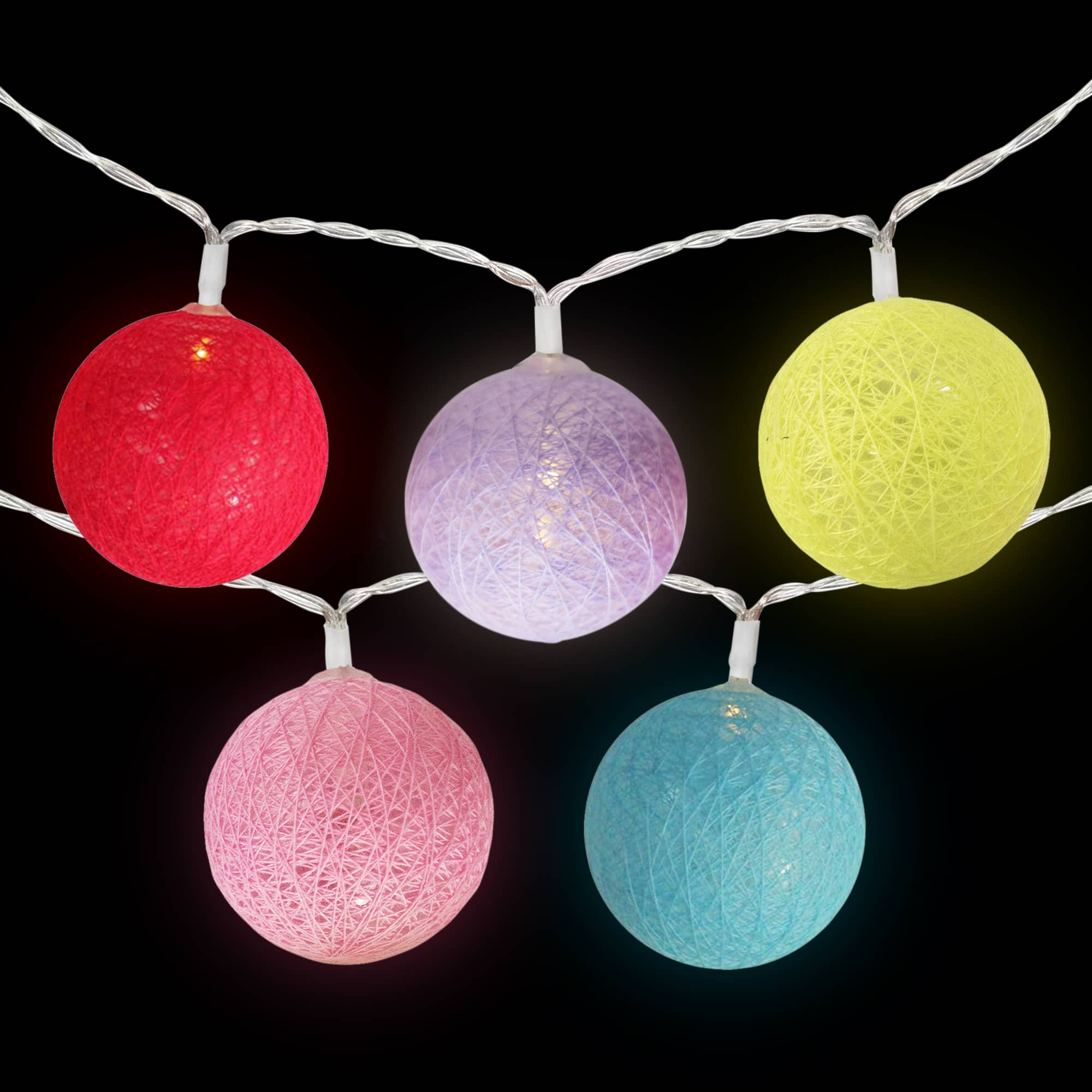 10ct. Multicolor LED Yarn Ball Summer String Lights