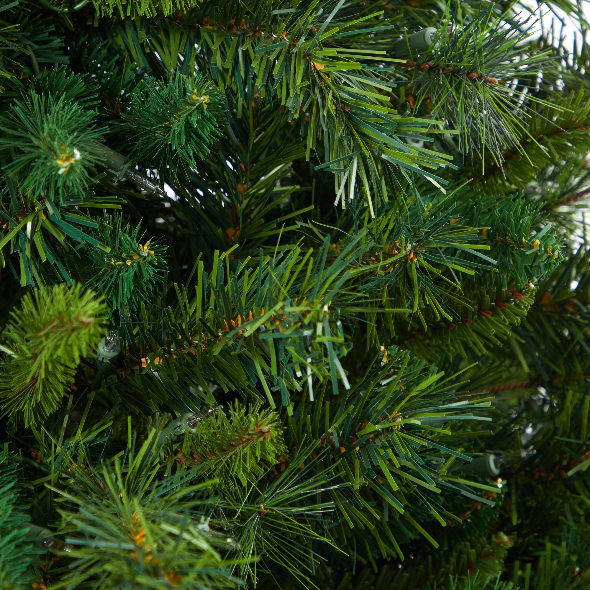 4.5ft. Pre-Lit Wyoming Mixed Pine Artificial Christmas Tree in White Tower Planter, Clear Lights