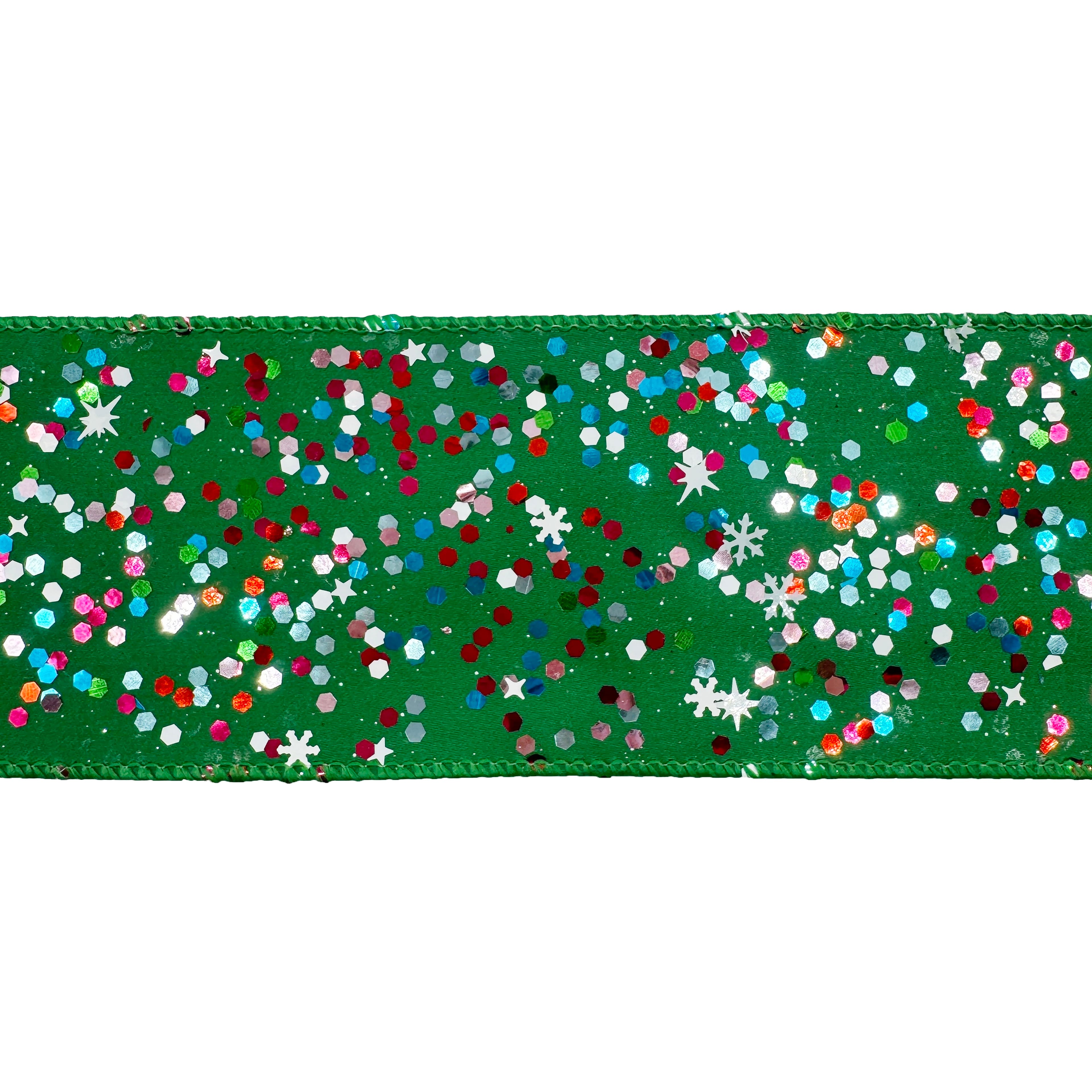 2.5&#x22;  20ft. Green Confetti Wired Glitter Ribbon by Celebrate It&#xAE;