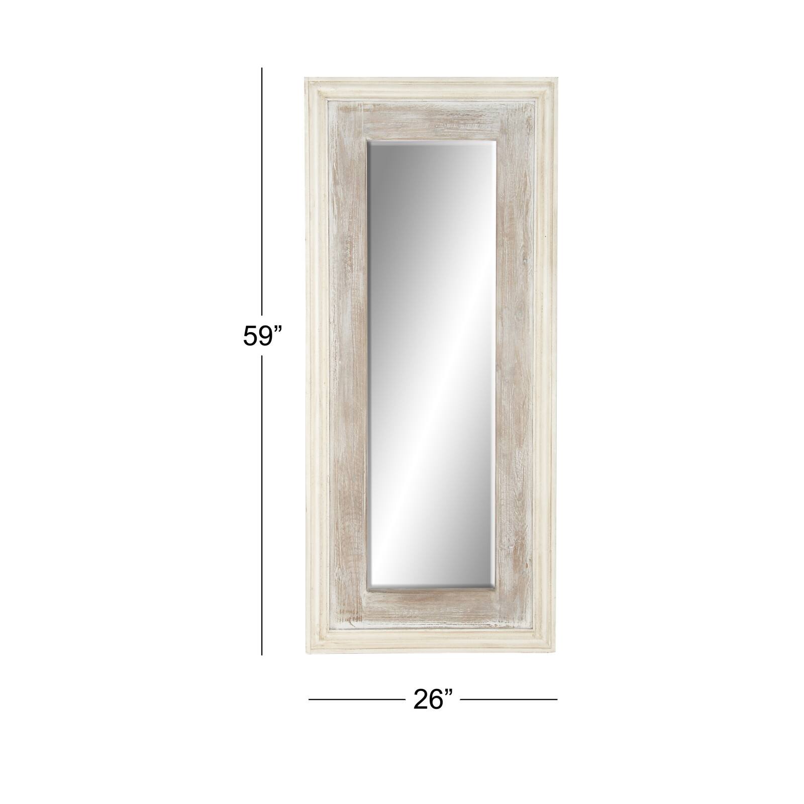 59" White Farmhouse Wood Wall Mirror