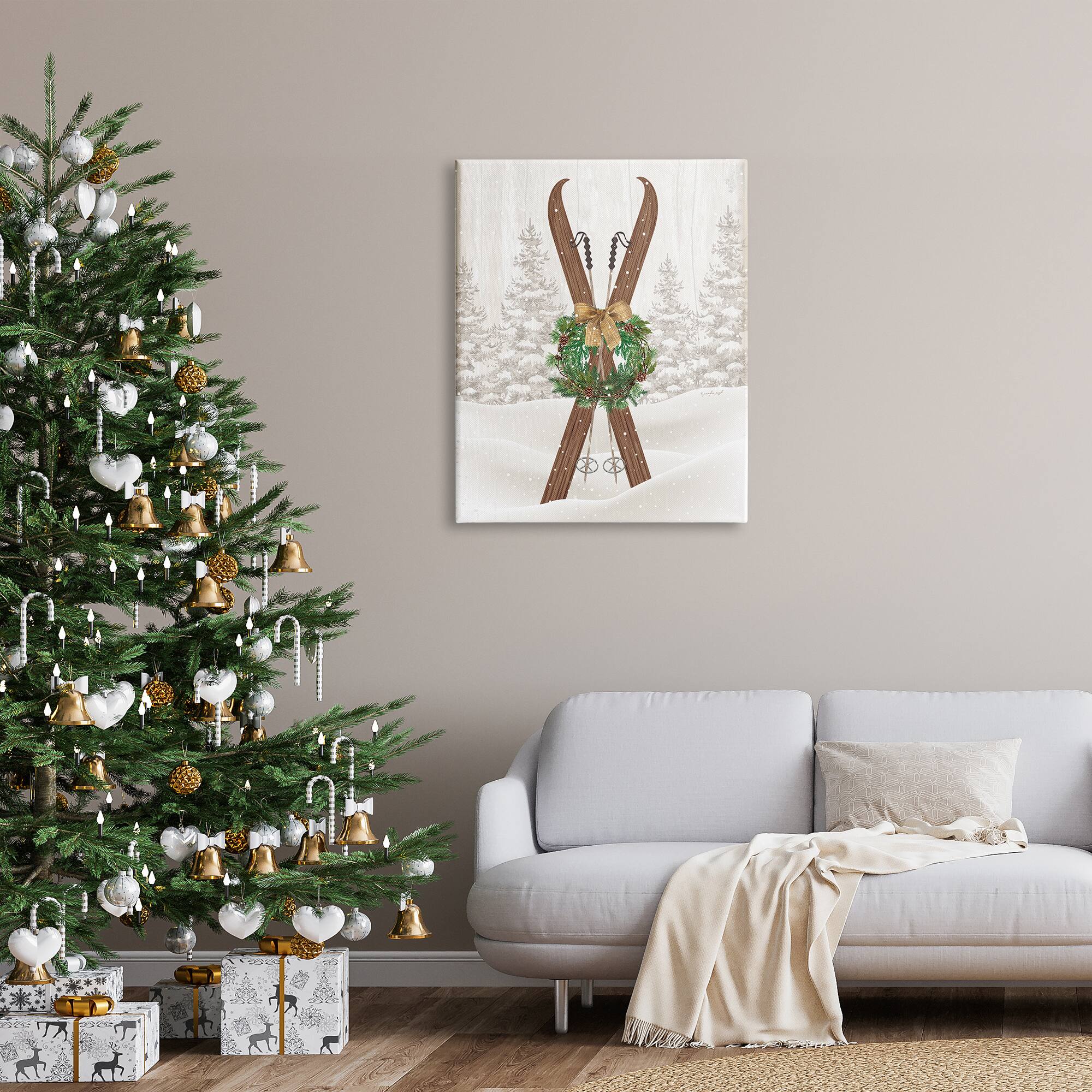 Stupell Industries Winter Skis Holiday Wreath Canvas Wall Art