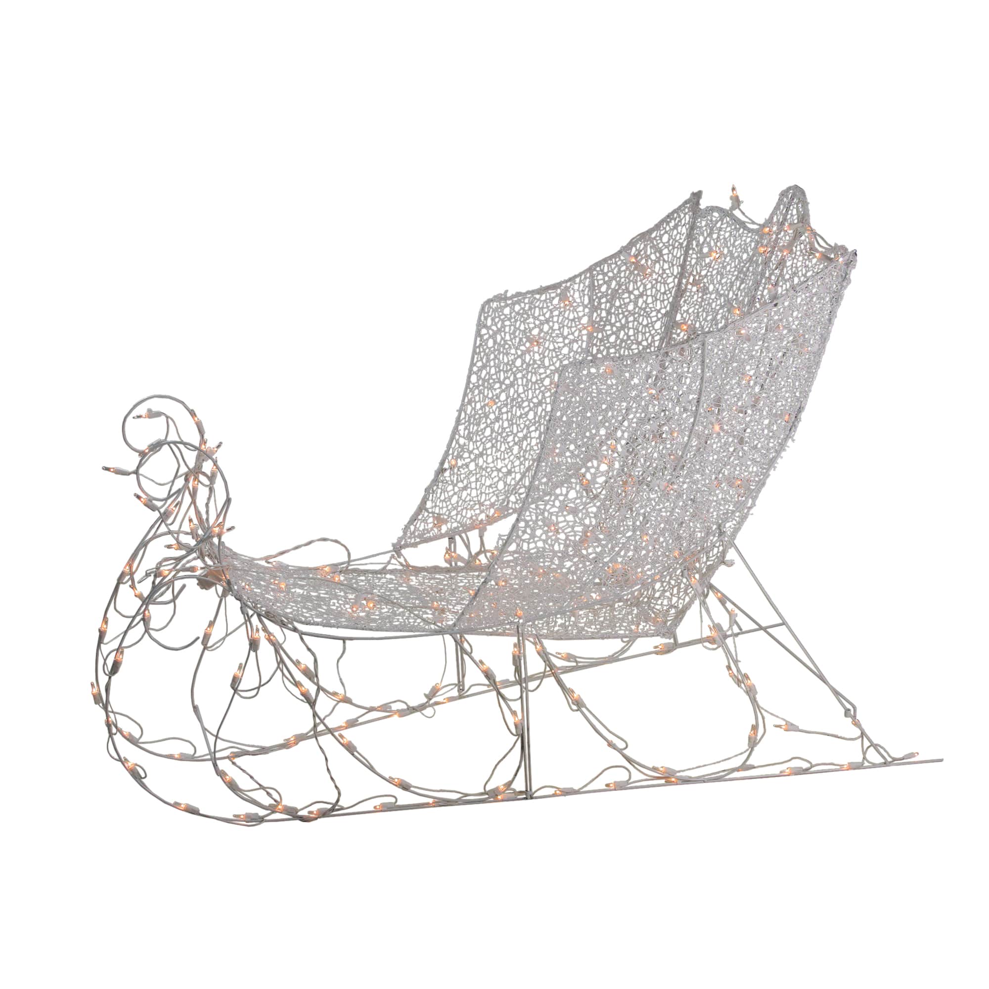 4ft. White Pre-Lit Crystal 3D Sleigh Christmas Decoration