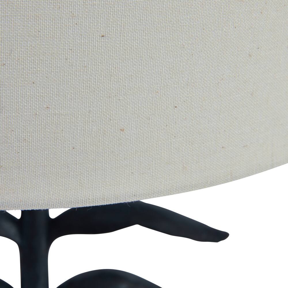 Hello Honey® 24" Black and Natural Leaf Shaped Table Lamp with Fabric Shade