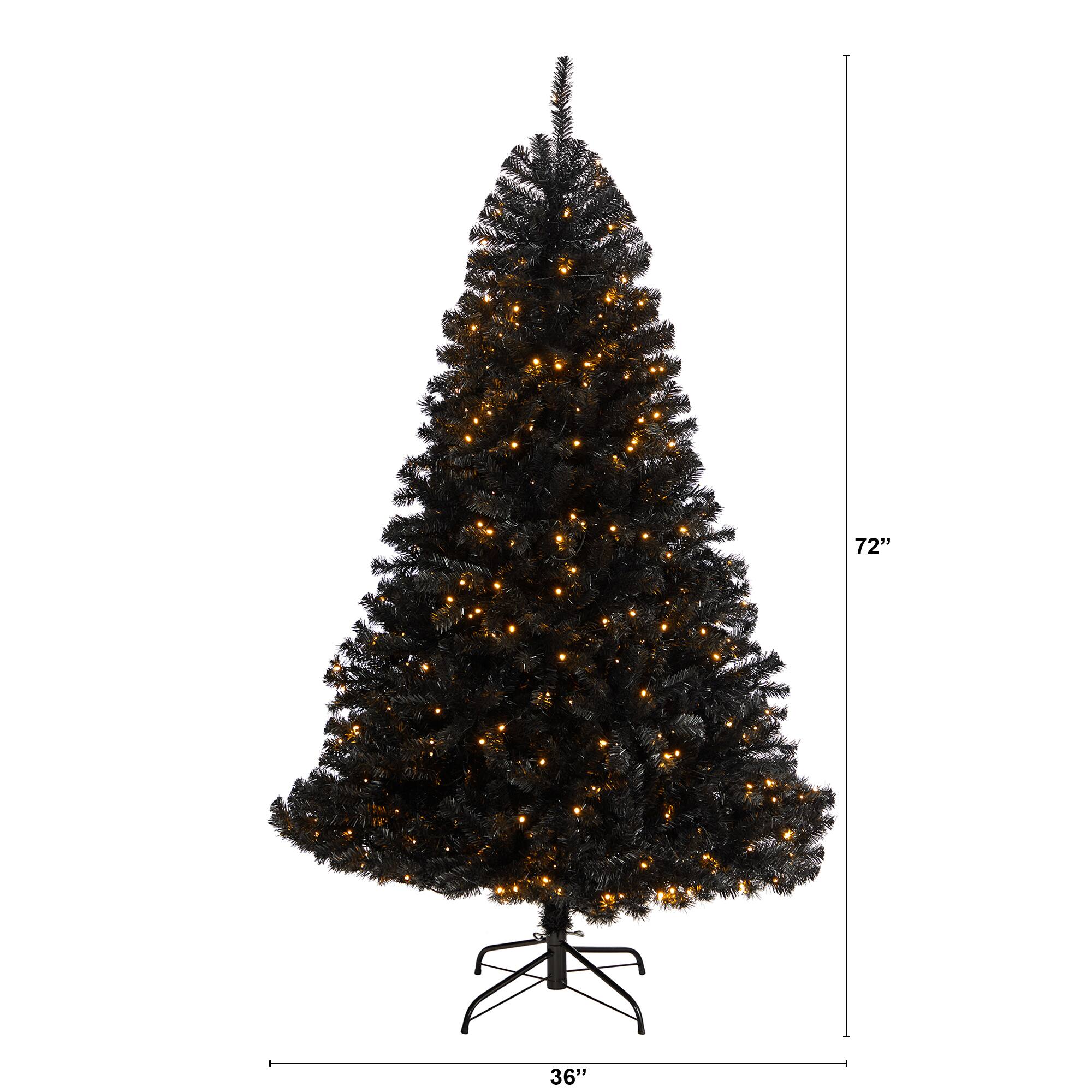6ft. Pre-Lit Black Artificial Christmas Tree, Clear LED Lights