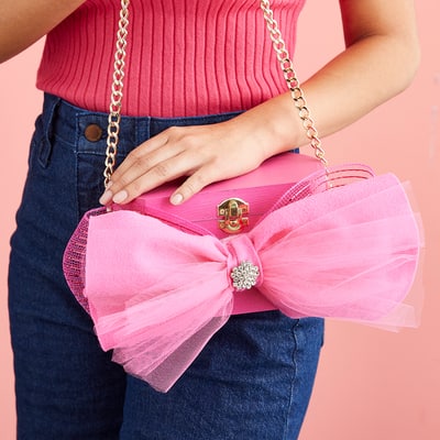 Pink Bow Box Purse