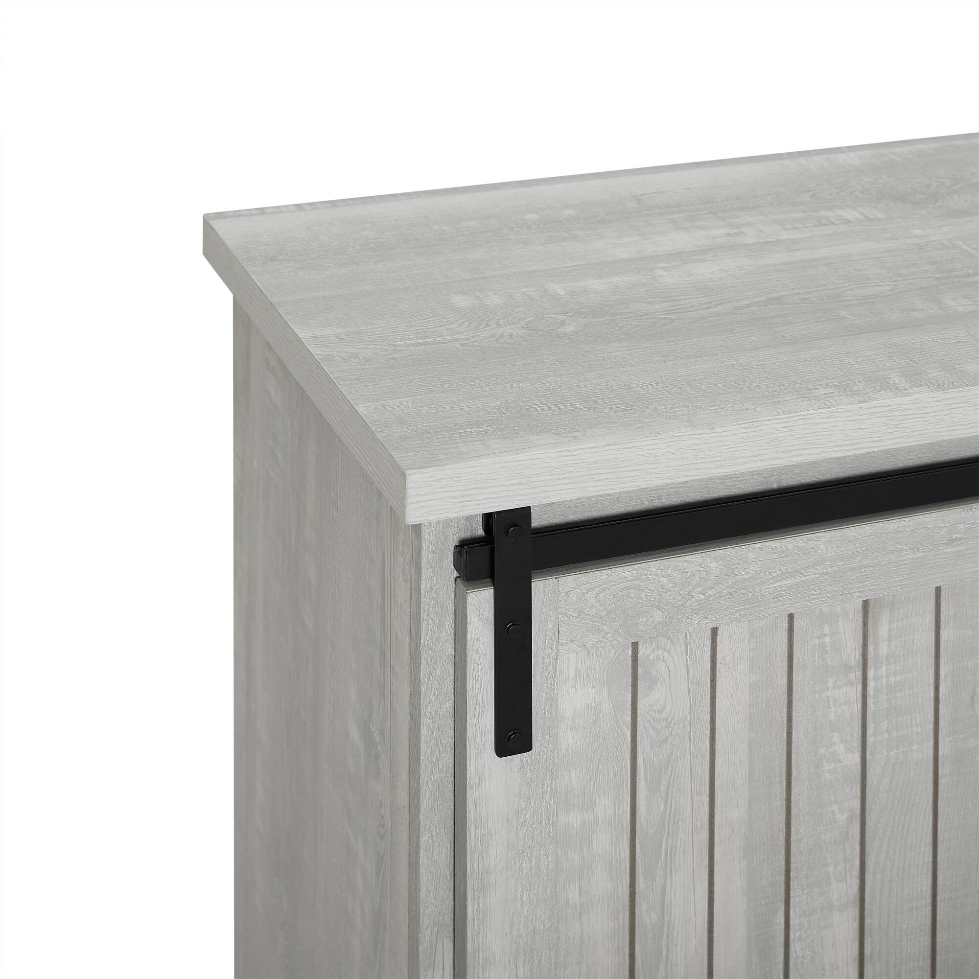 Walker Edison 32&#x22; Stone Grey Sliding Grooved Door Modern Accent Cabinet