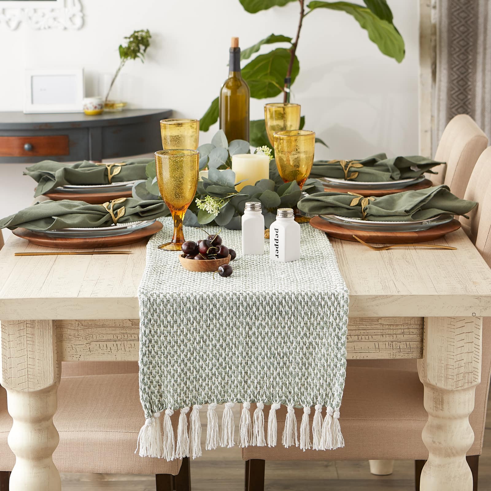 DII® 108" Woven Fringed Table Runner