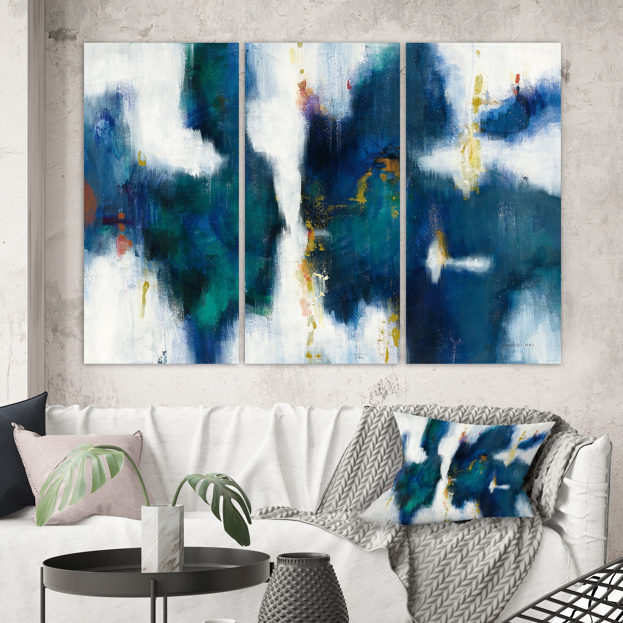 Designart - Blue Glam Texture I - Contemporary Premium Canvas Wall Art