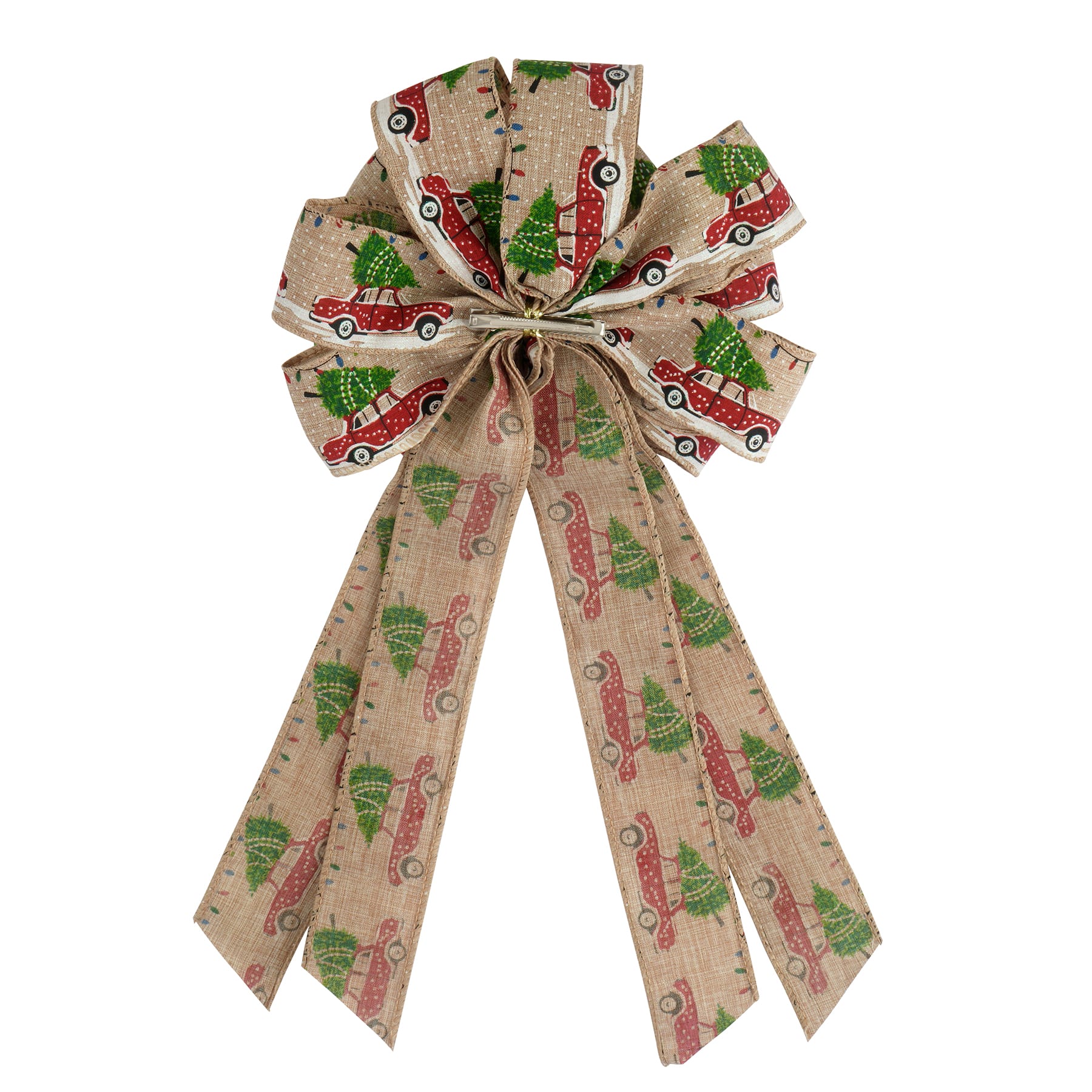 21" Faux Linen Christmas Car Tree Bow by Celebrate It®