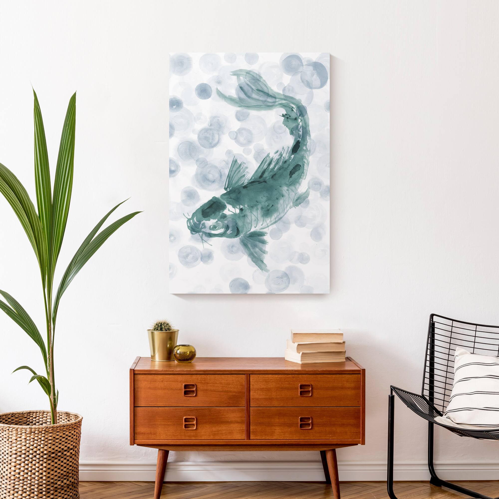 Koi with Bubbles Canvas Wall Art