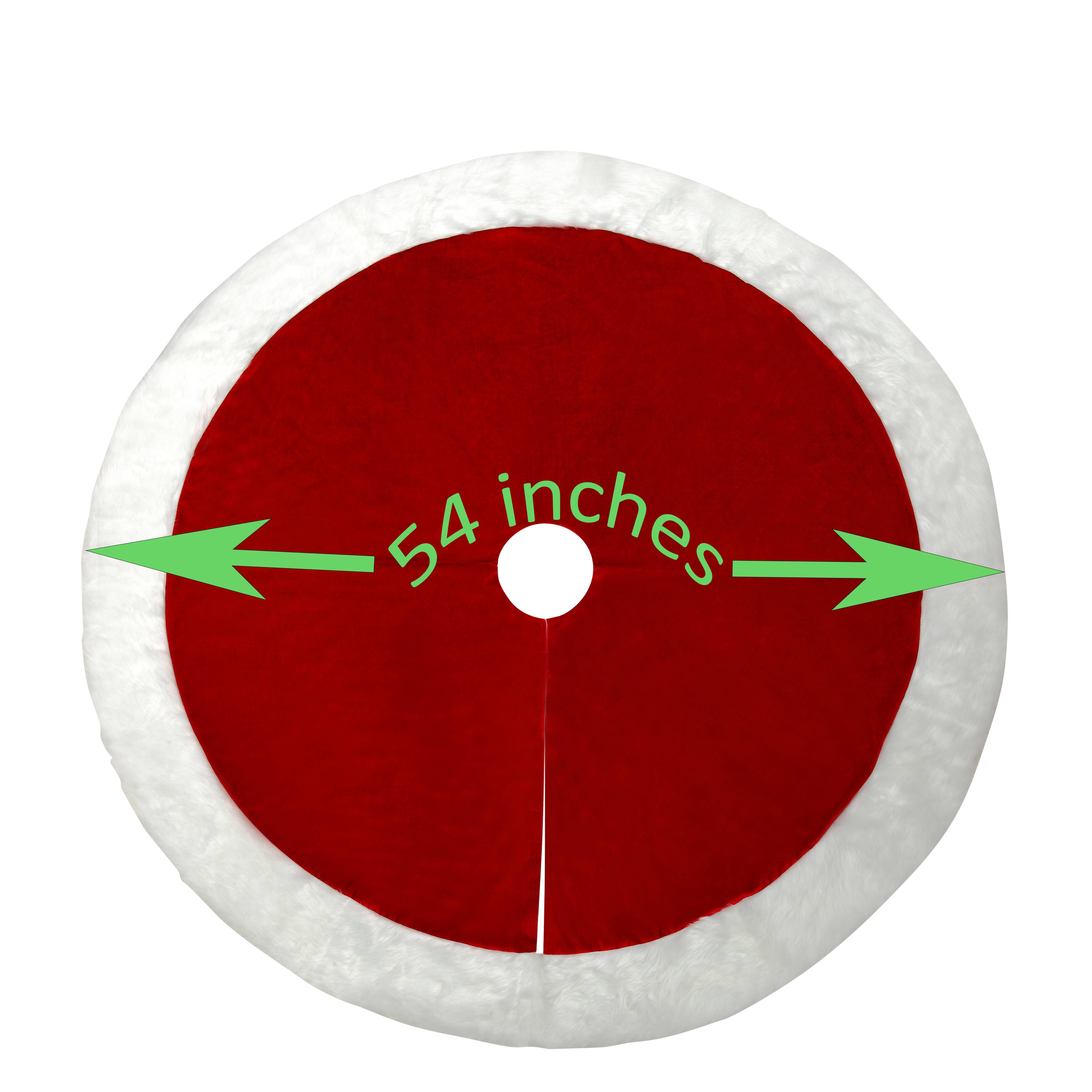 Haute Decor 54&#x22; Red &#x26; White Velvet Christmas Tree Skirt