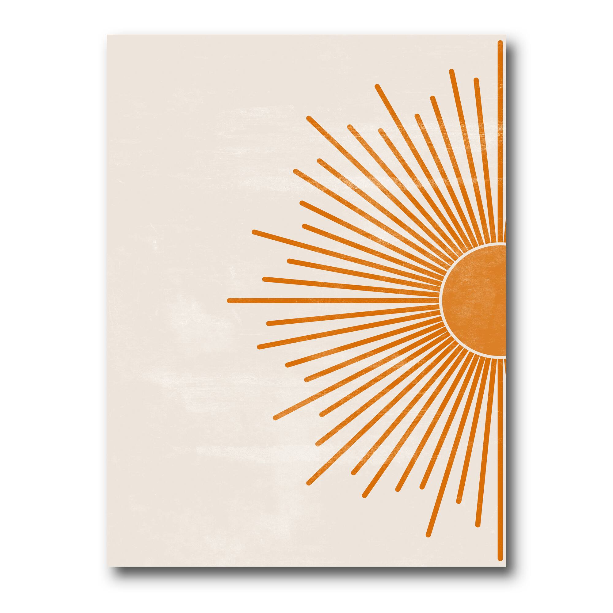 Designart - Orange Sun Print I - Modern Canvas Wall Art Print