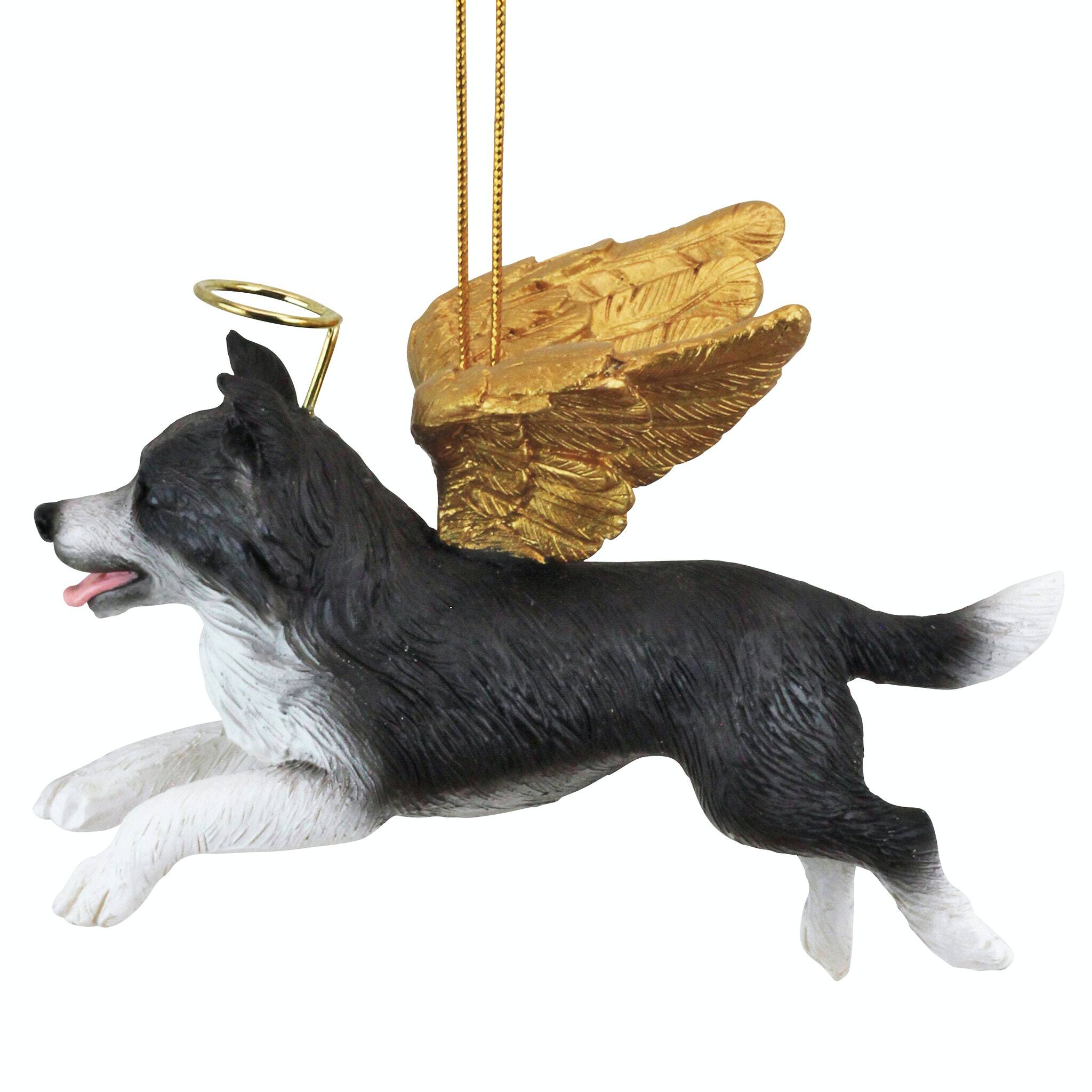 Design Toscano Honor the Pooch Border Collie Holiday Dog Angel Ornament Collection