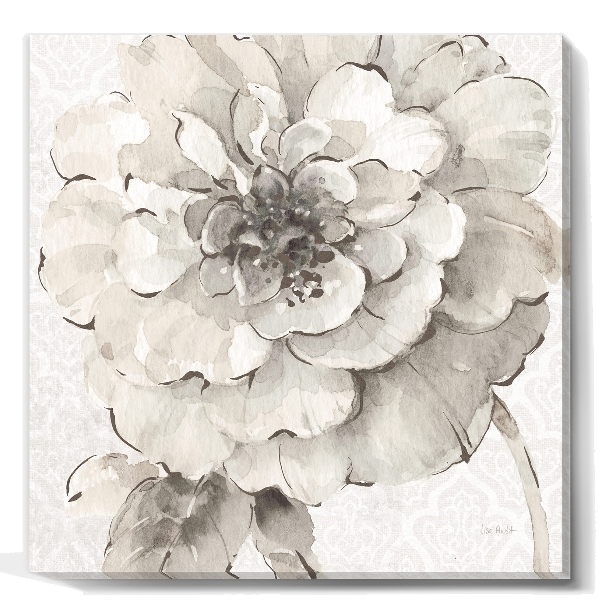 Designart - Indigold Grey Peonies I - Farmhouse Premium Canvas Wall Art
