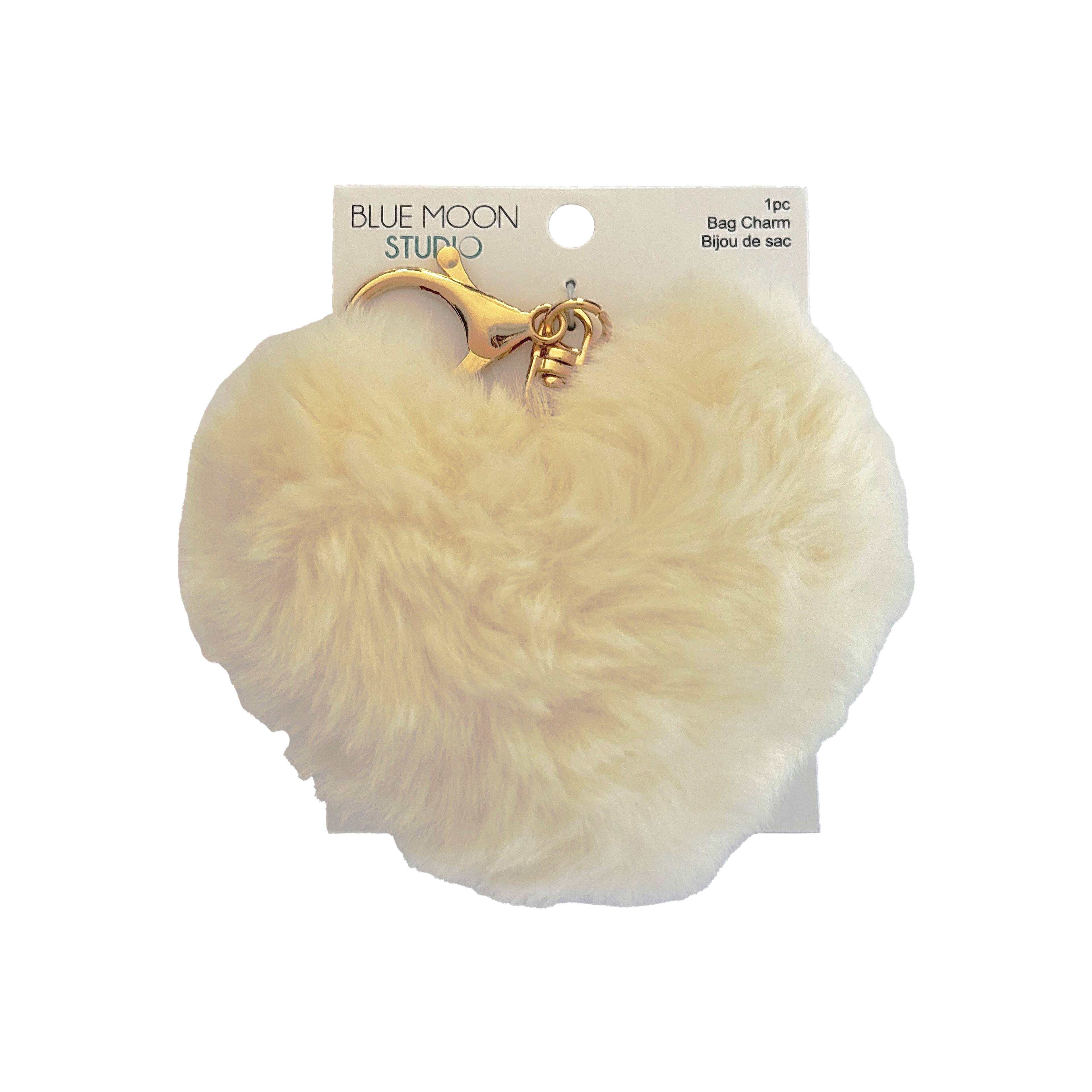 Blue Moon Studio™ Cream Fuzzy Heart Bag Charm