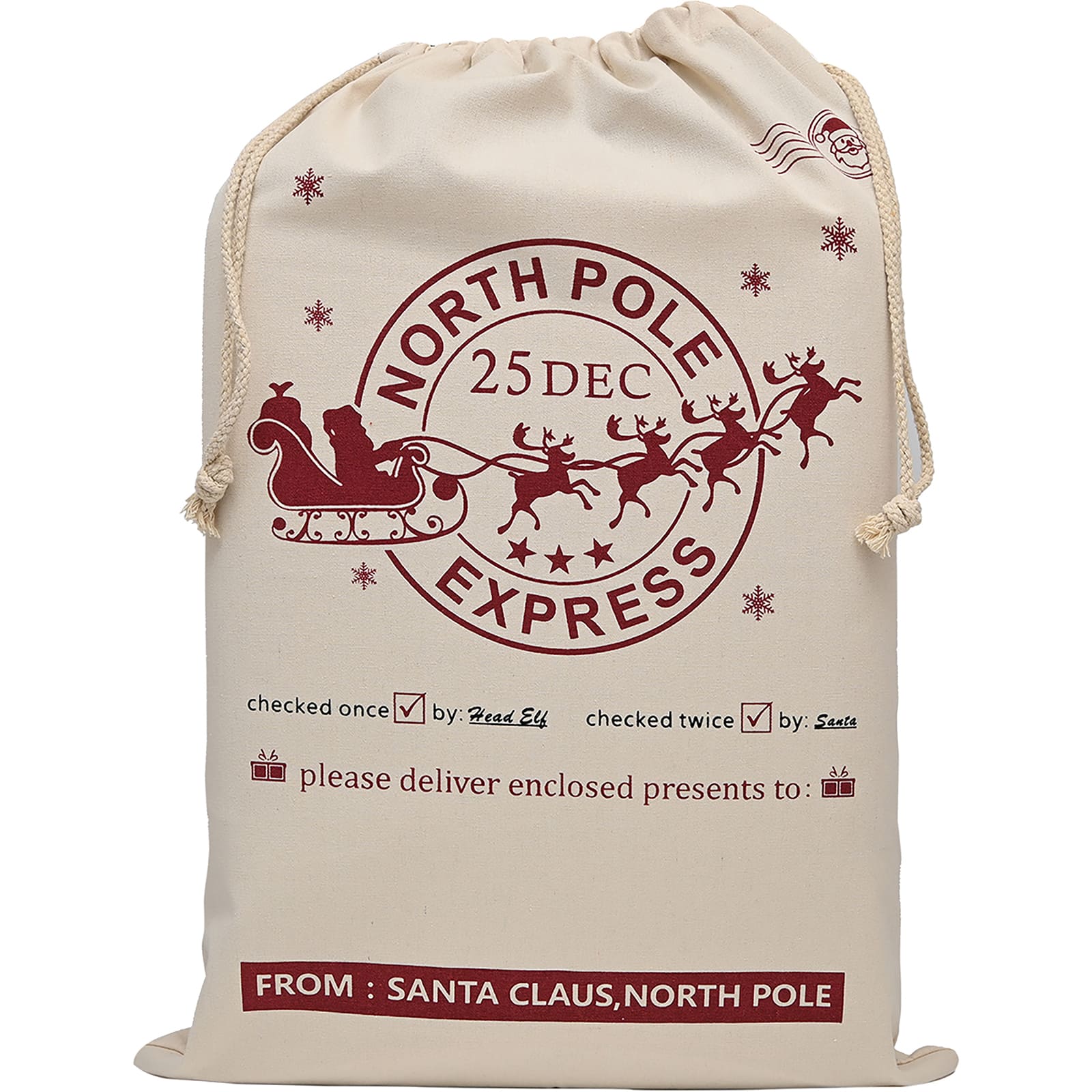 Personality Case™ 19" x 26" From Santa Christmas Cotton Drawstring Bag
