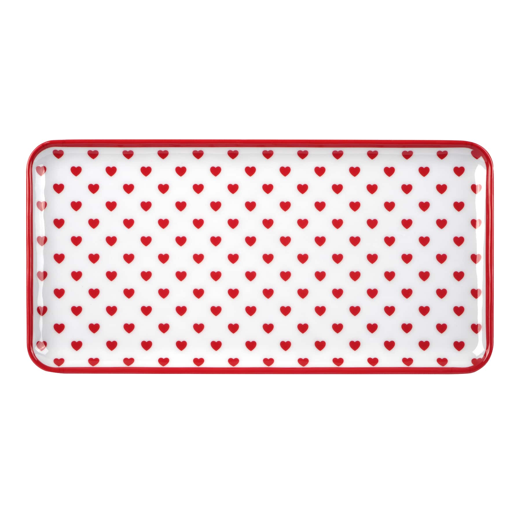 14"x 7" White & Red Hearts Melamine Platter by Celebrate It™