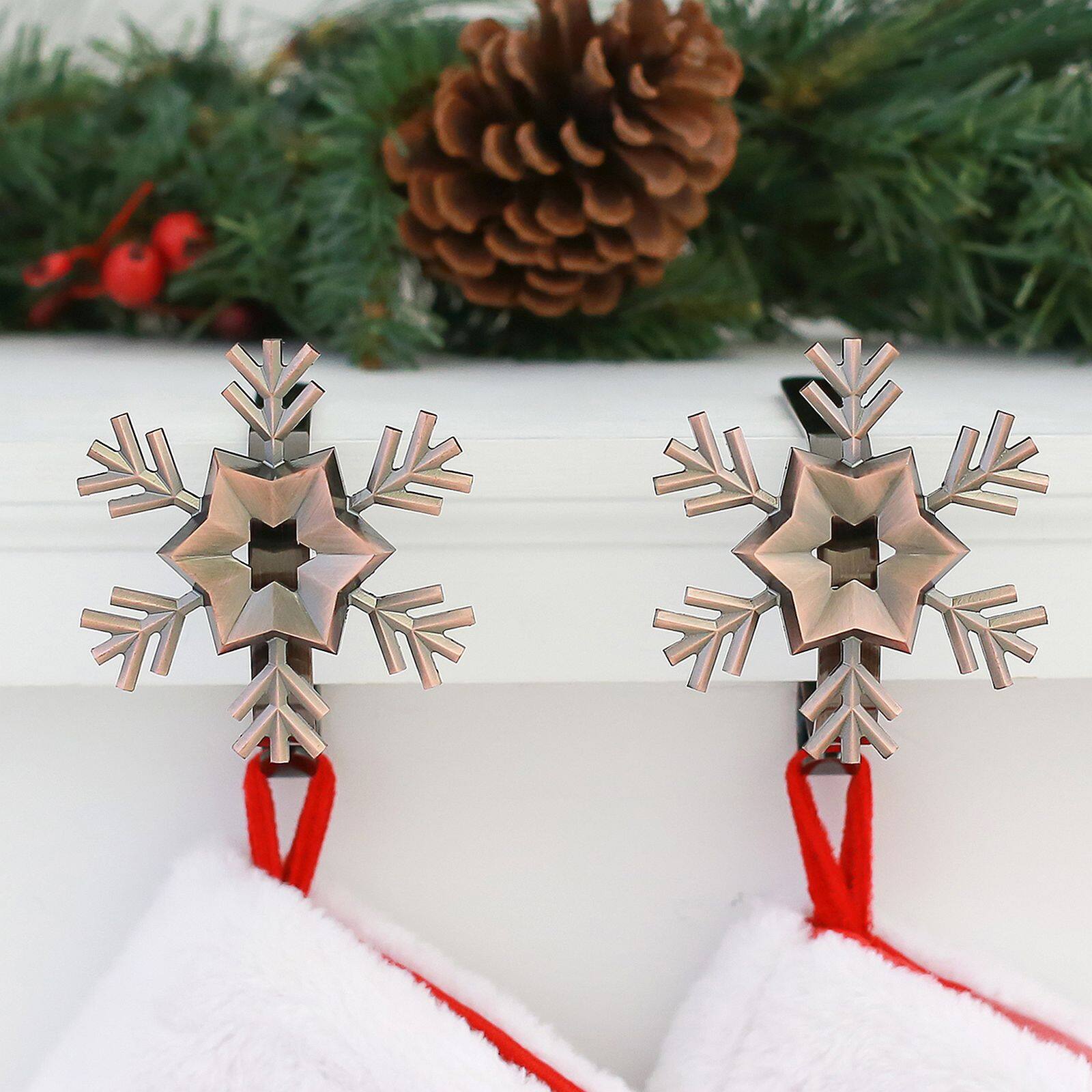 Original MantleClip® Oil-Rubbed Bronze Snowflake Icons Stocking Holders, 2ct.