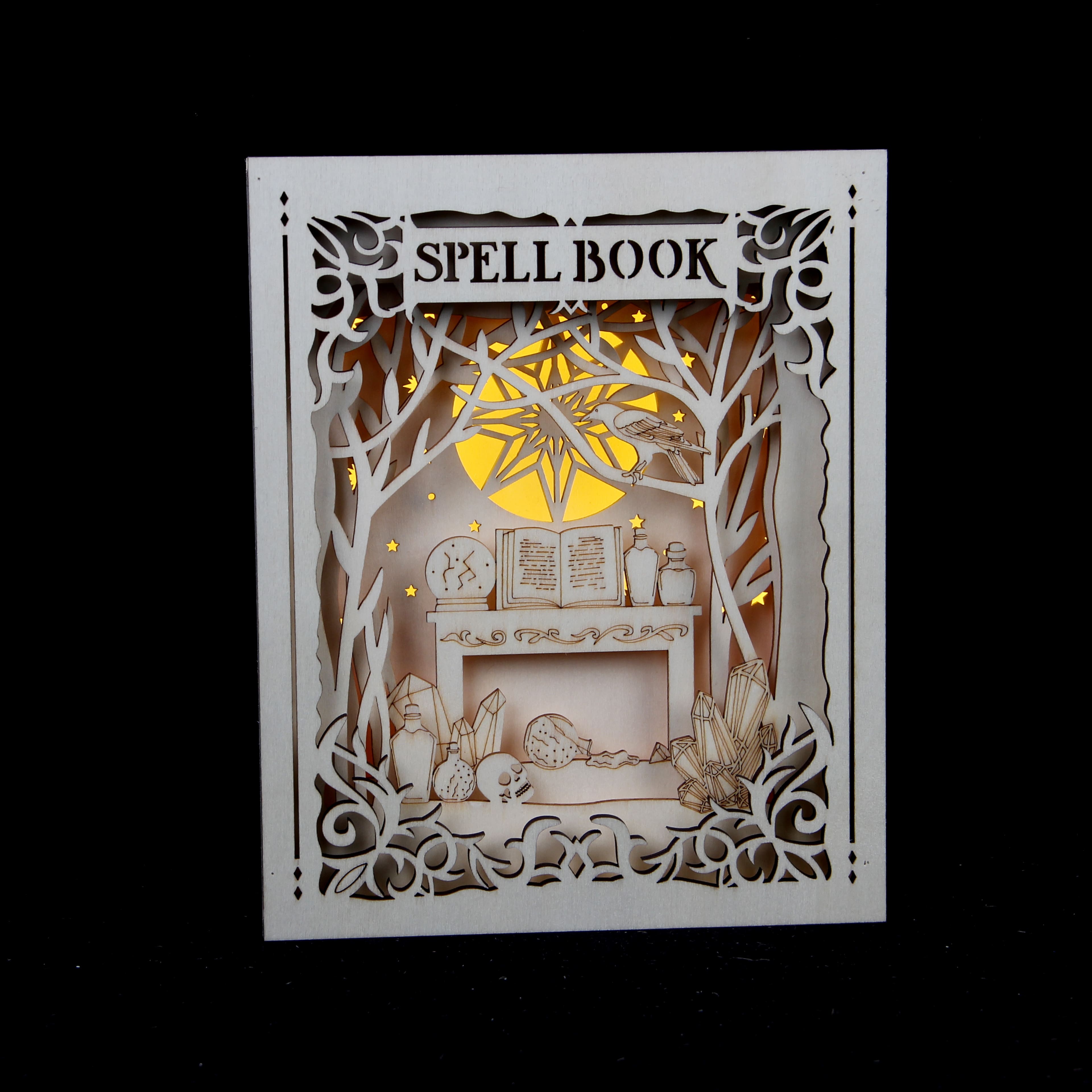 8.5&#x22; Spellbook DIY LED Plywood D&#xE9;cor by Make Market&#xAE;
