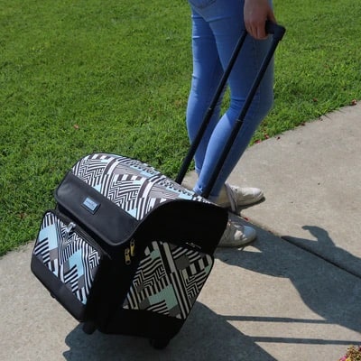 Everything Mary Teal Geometric Deluxe Rolling Craft Case