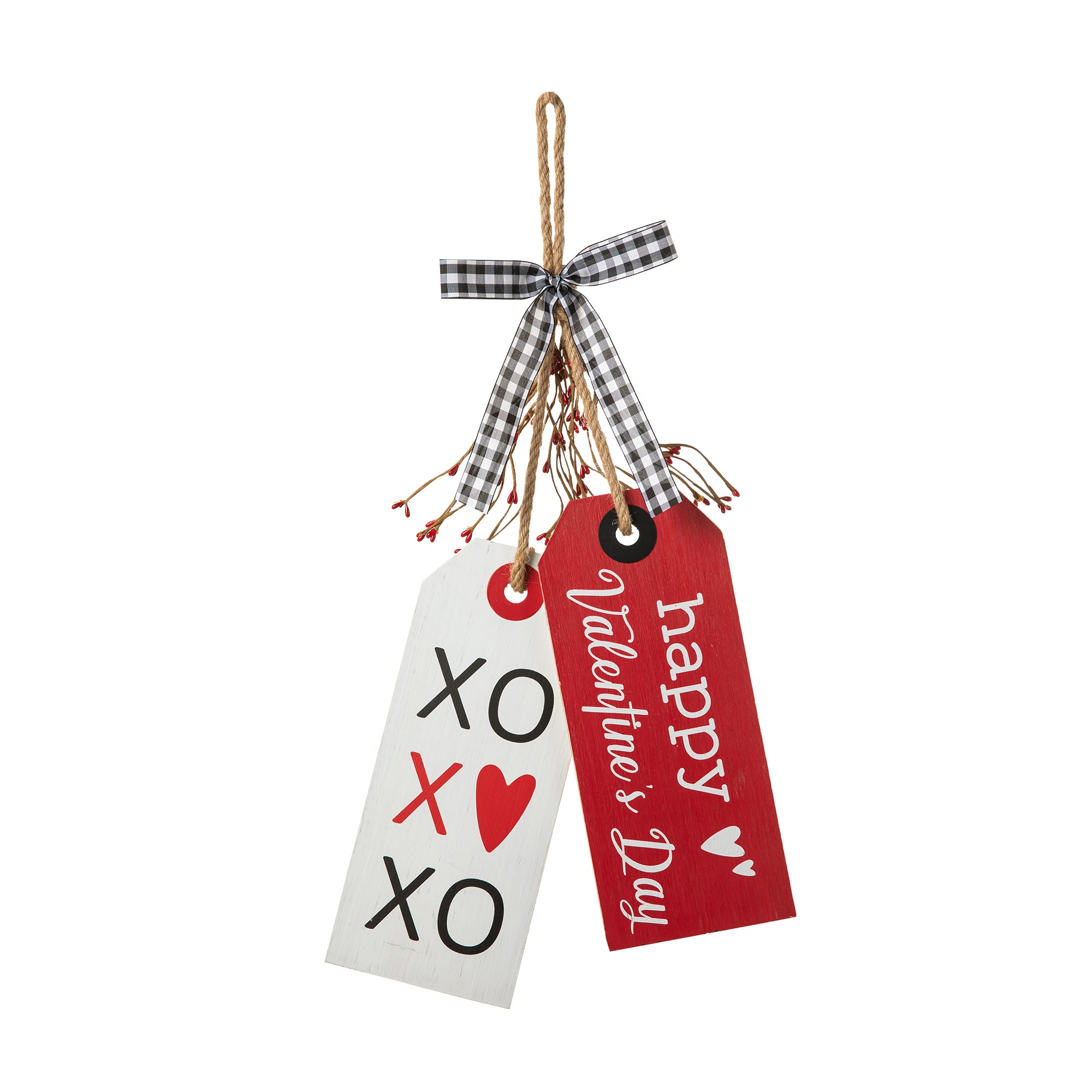 Glitzhome&#xAE; 24&#x22; Valentine&#x27;s Wooden Doorknob Hanging D&#xE9;cor