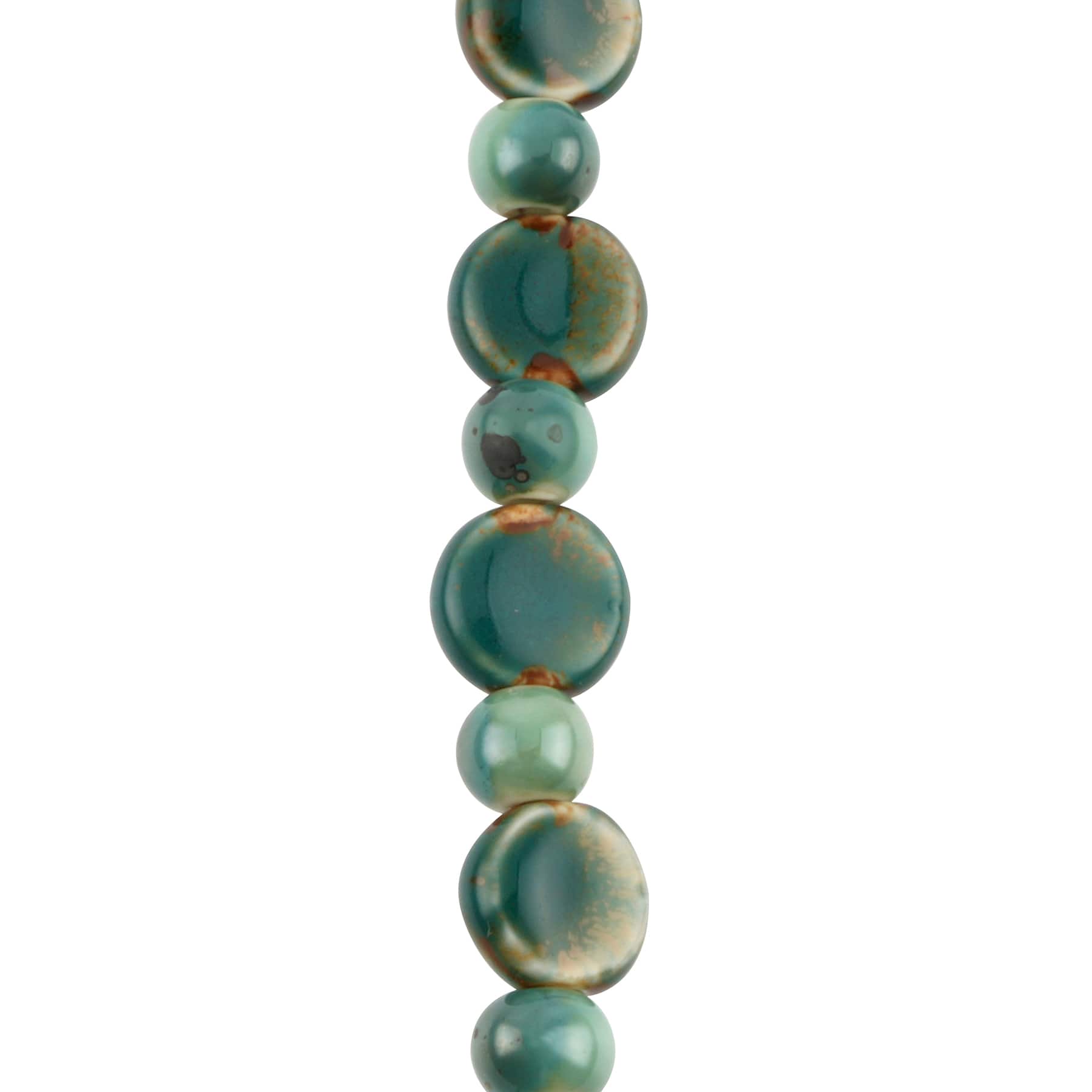 Teal Reactive Glaze Ceramic Disc & Round Beads by Bead Landing™