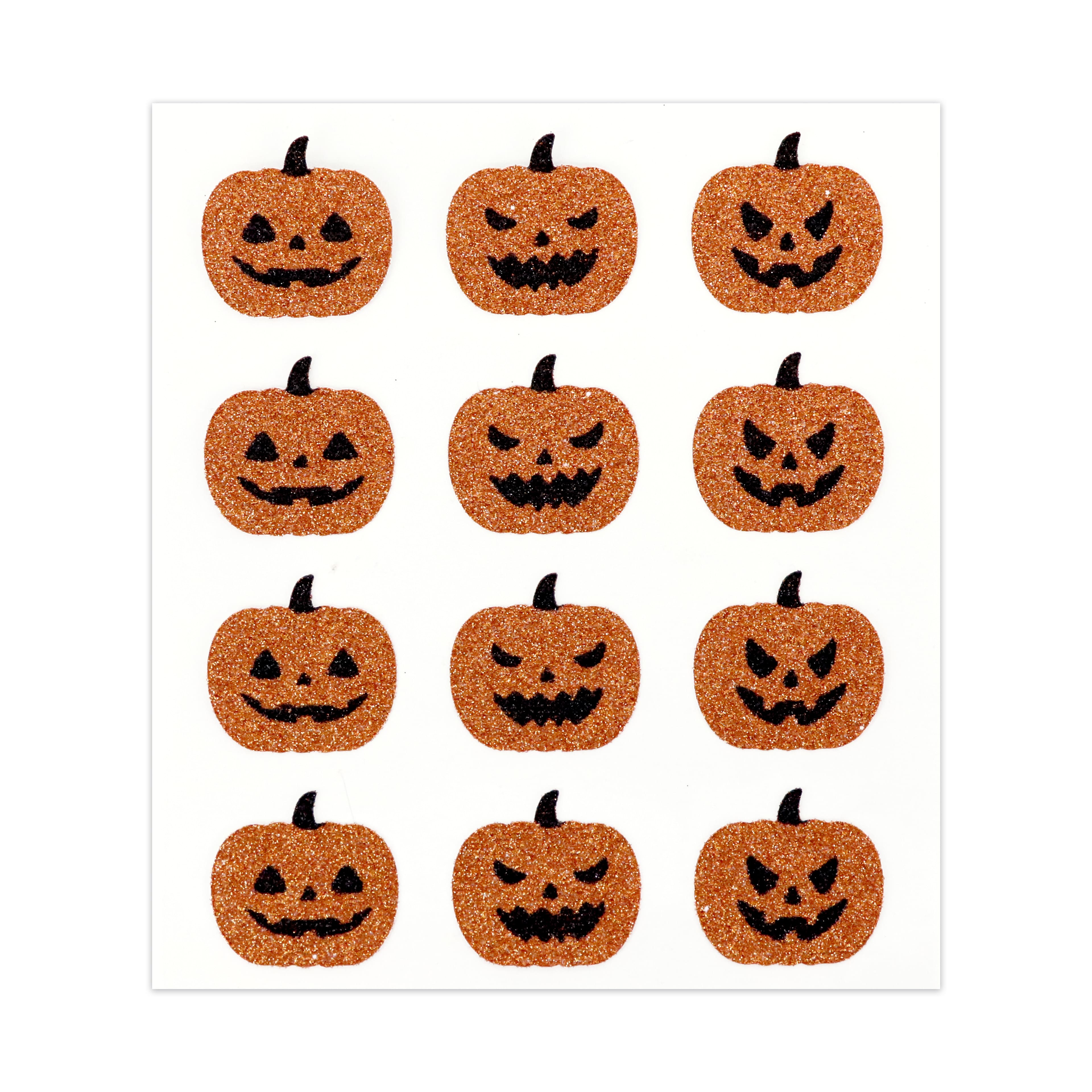 Halloween Orange Jack-o&#x27;-Lantern Glitter Stickers by Recollections&#x2122;
