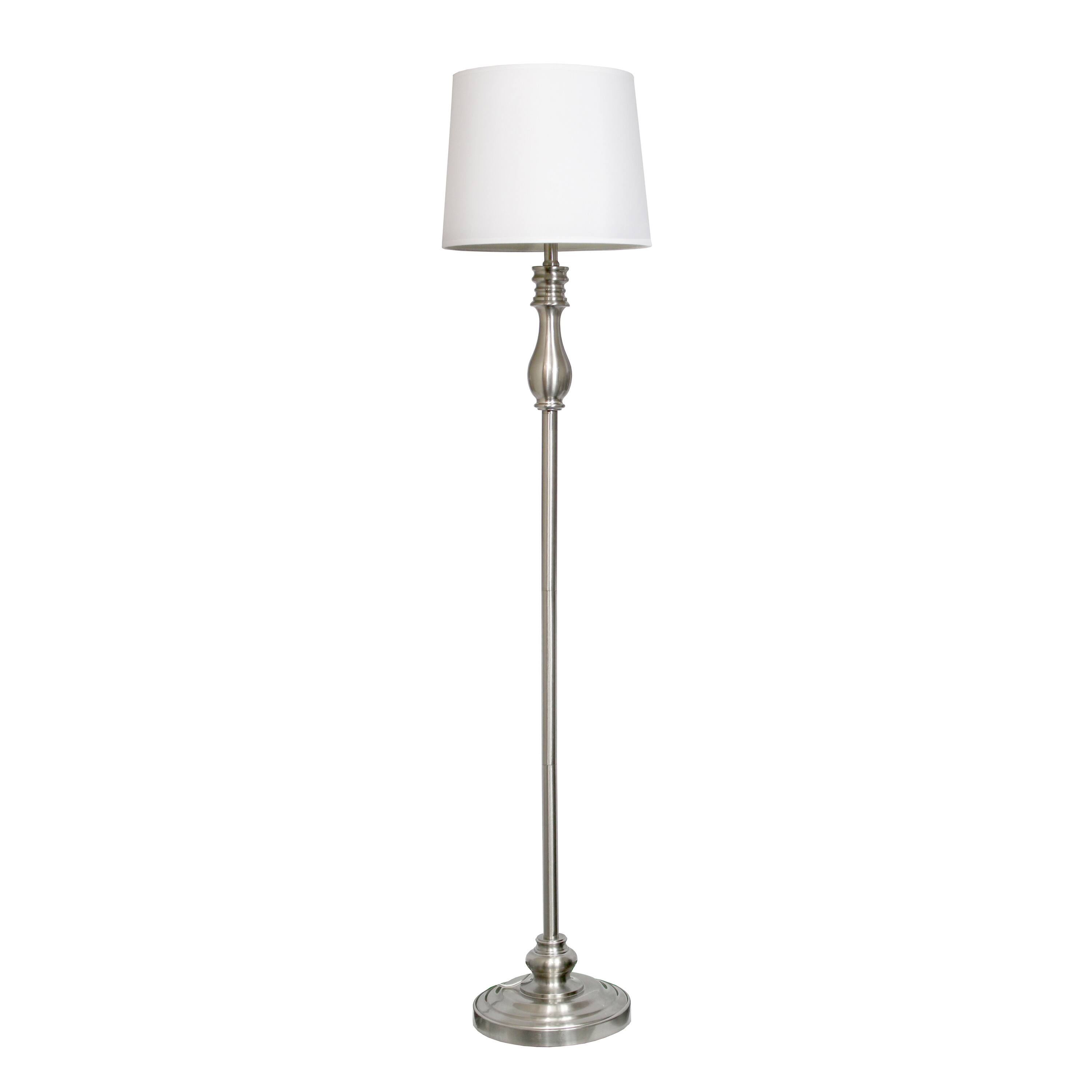 Lalia Home Classic Brushed Steel Table and Floor Lamp Set