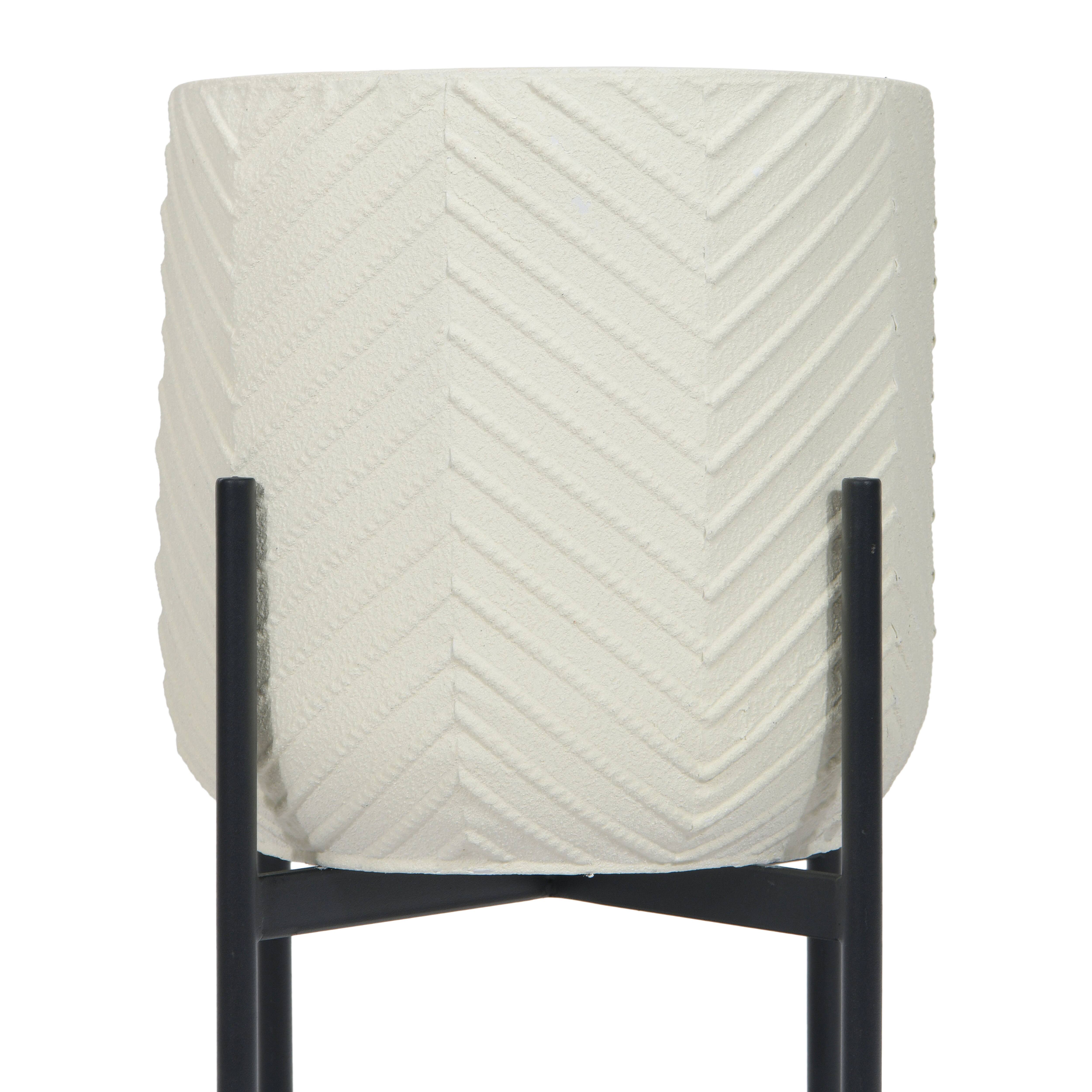 Hello Honey® 22" White with Black Metal Planter and Stand, 2ct.