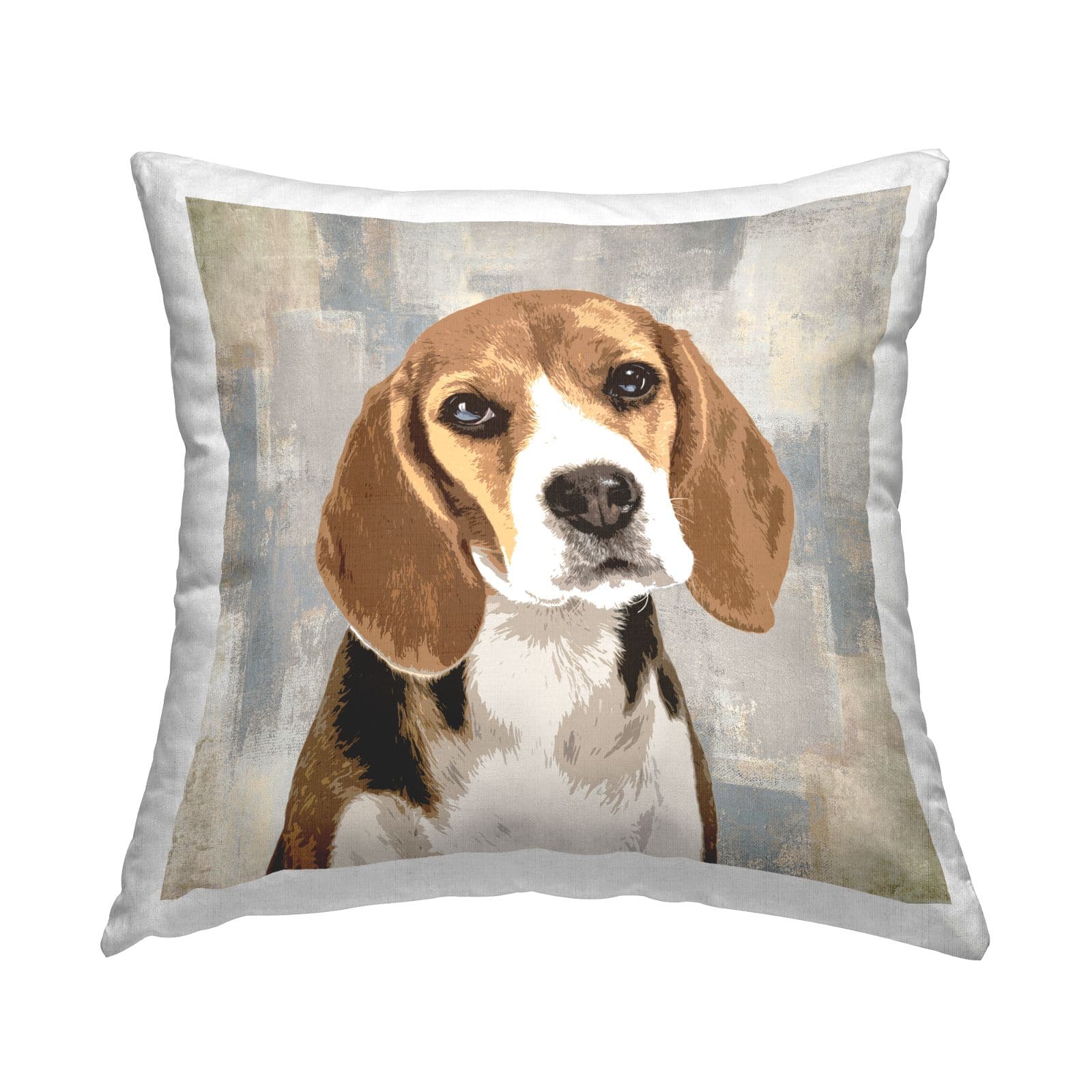 Stupell Industries Pet Beagle Portrait Abstract Beige Pattern Throw Pillow 18&#x22; x 18&#x22;