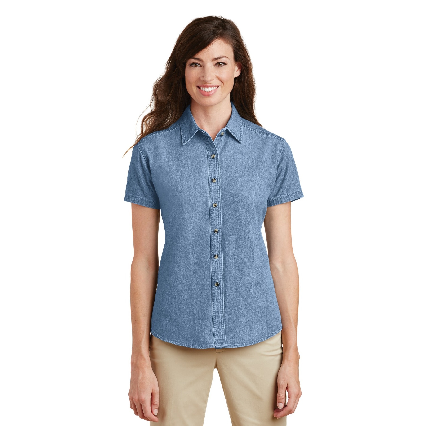 Port & Company® Ladies Short Sleeve Value Denim Shirt