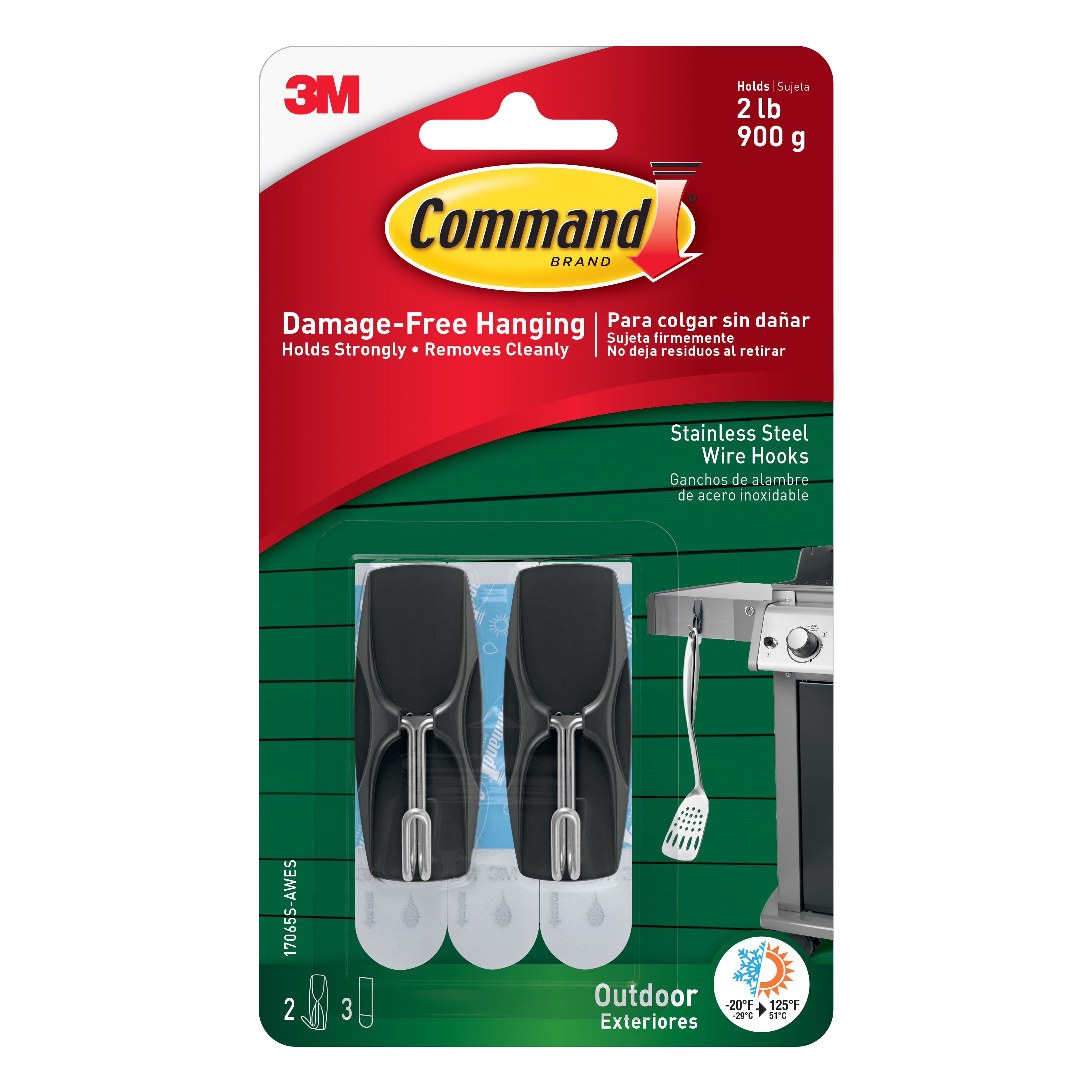 Command Medium Outdoor Wire Hooks, 17065S-AWEF, stainless steel