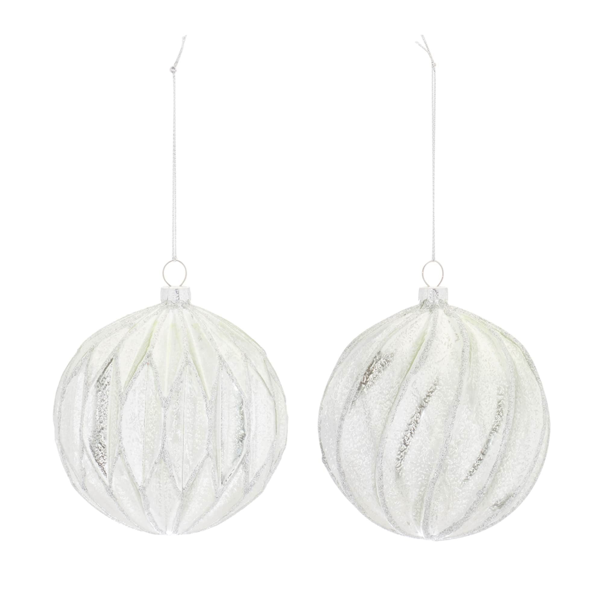 6ct. Ribbed Mercury Glass Ball Ornaments