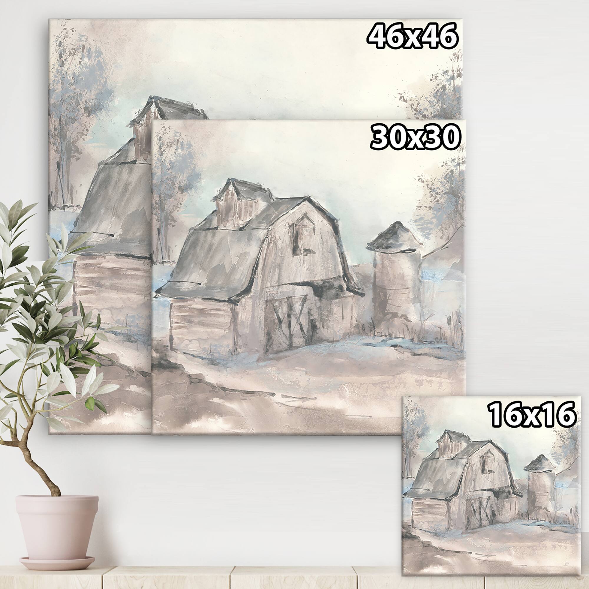 Designart - Farmhouse Barn Grey V - Modern Farmhouse Canvas Art