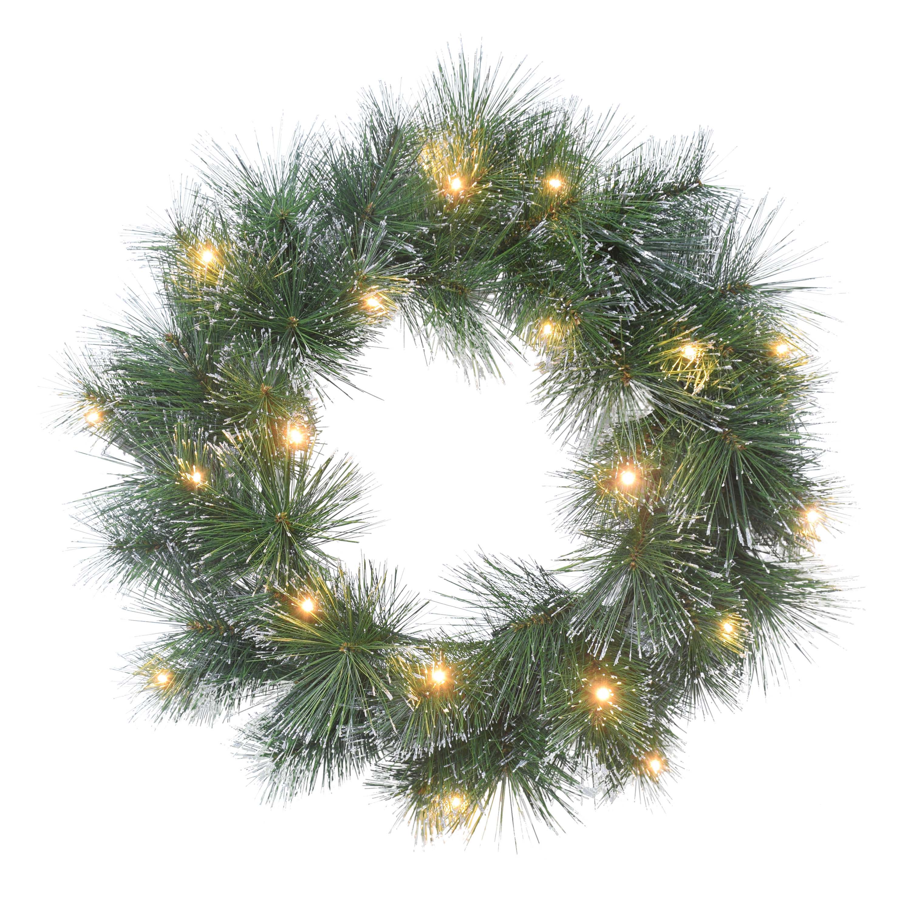 6 Pack: 24" Pre-Lit LED Glittery Pine Wreath