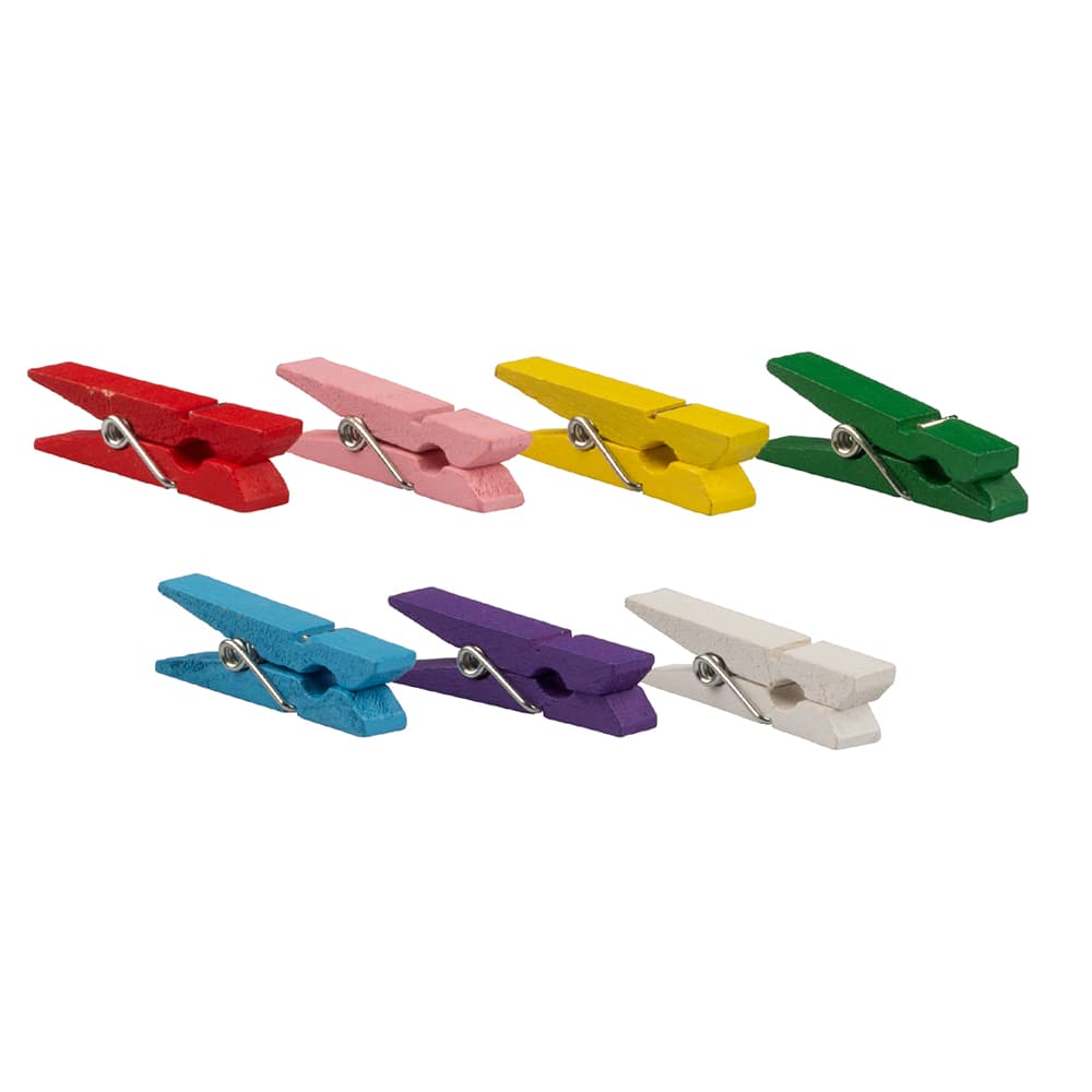 JAM Paper 1.5&#x22; Colorful Wood Clip Clothespins, 24ct.