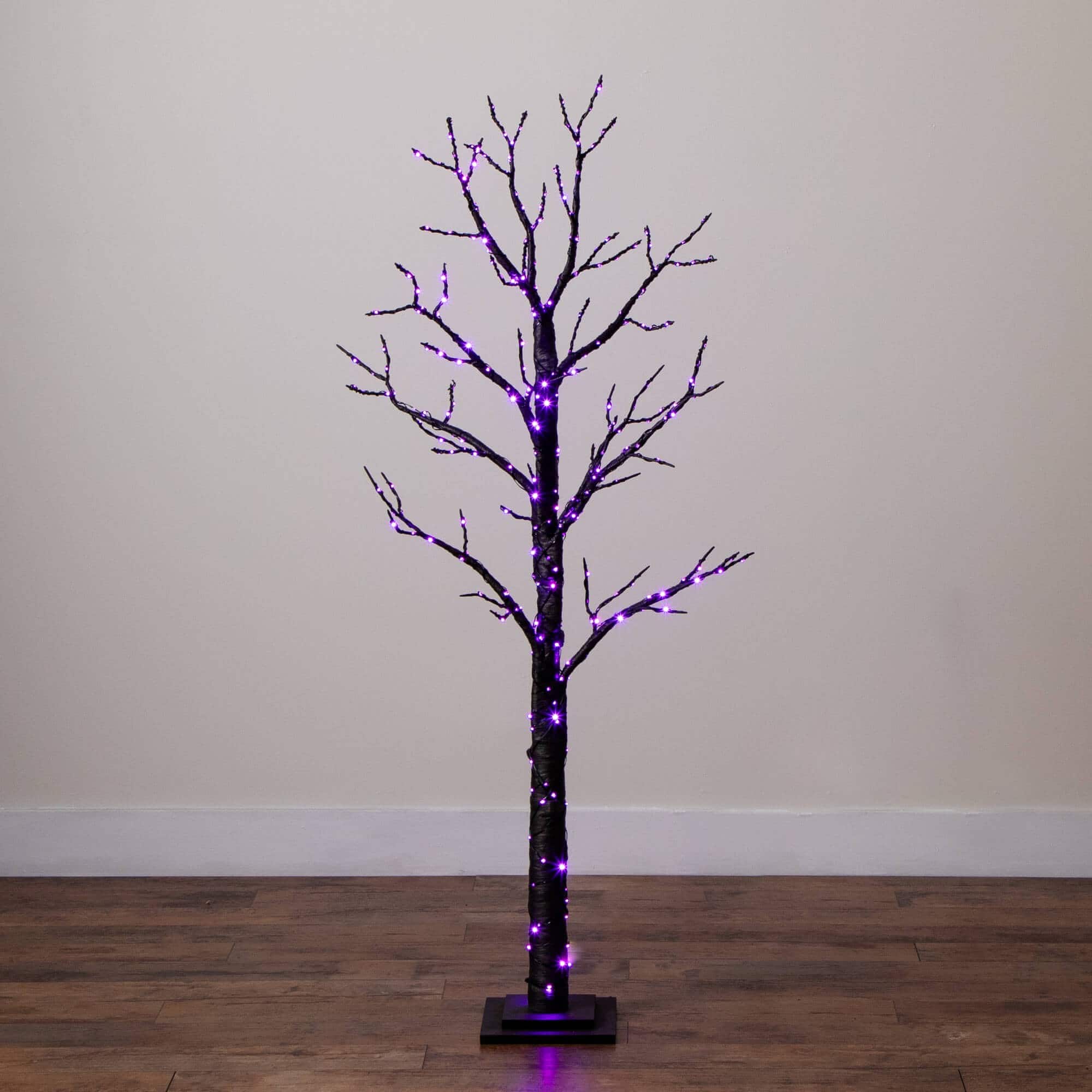 5ft. Pre-Lit Artificial Halloween Twig Tree with 360 Orange & Purple LED Lights