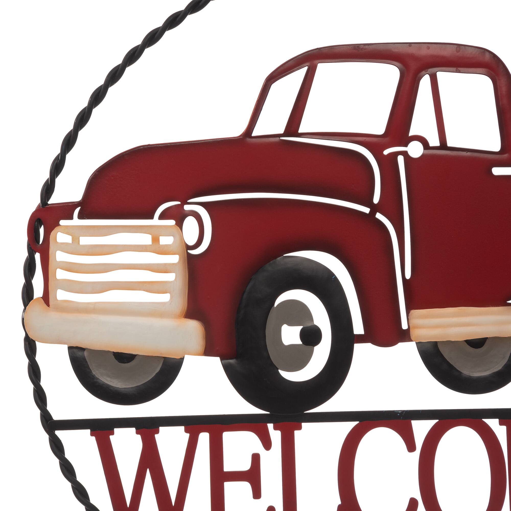 Glitzhome® 20" Farmhouse Metal Truck Welcome Wall Sign