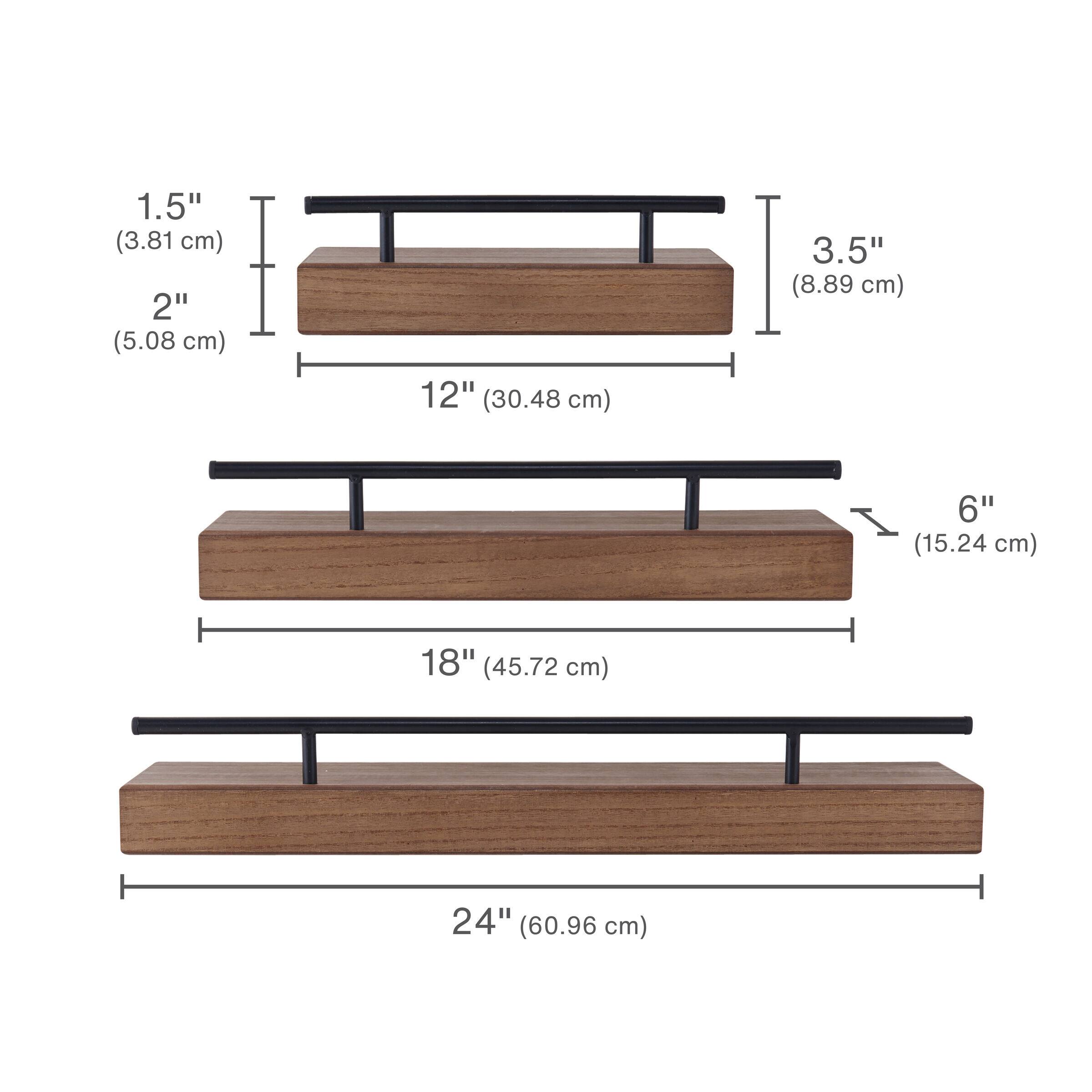 Melannco Natural Metal Railing Shelf Set