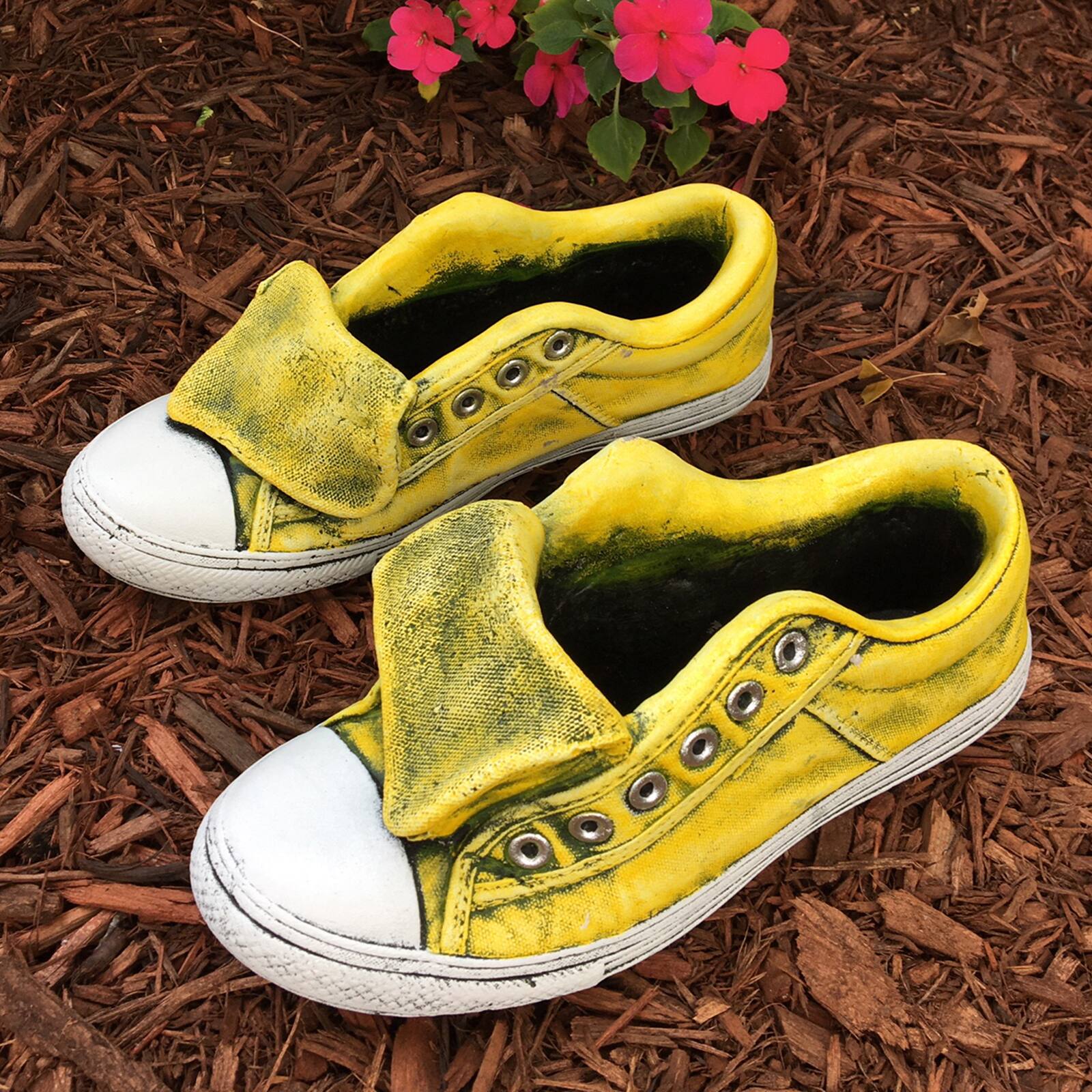 Santa's Workshop 11" Yellow Sneaker Cement Planter, 2ct.