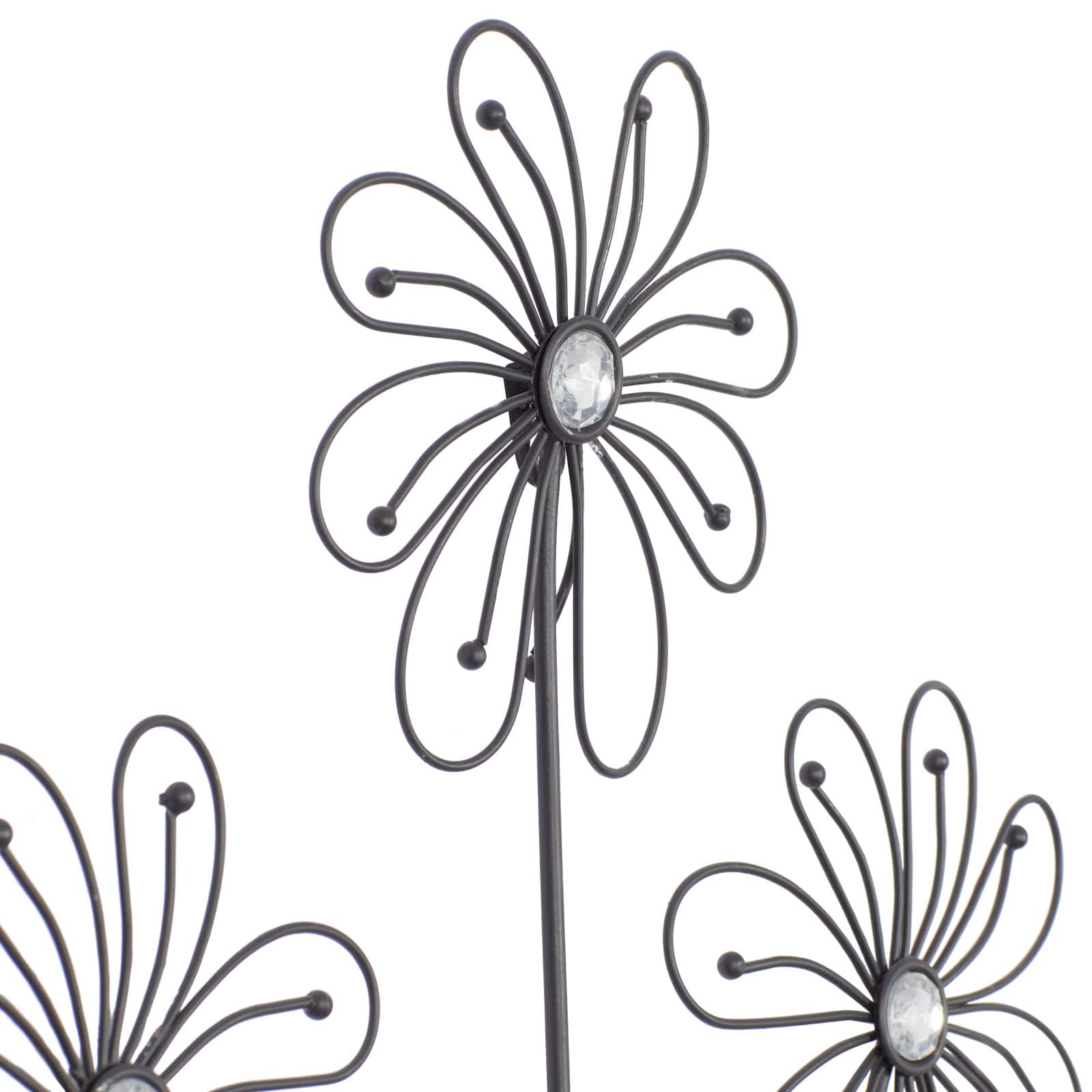 40&#x22; Black Modern Floral Metal Wall D&#xE9;cor