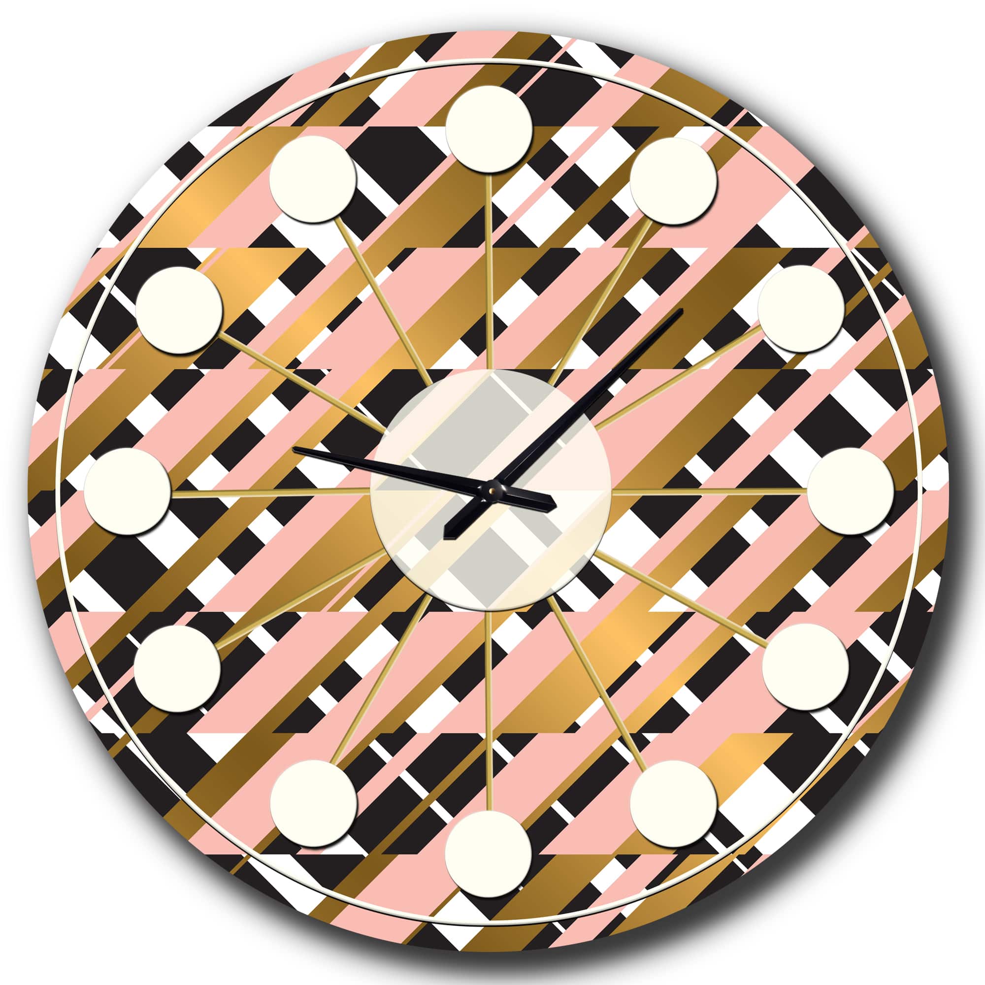 Designart &#x27;Gold Checkered Pattern Ii Mid-Century Modern Wall Clock