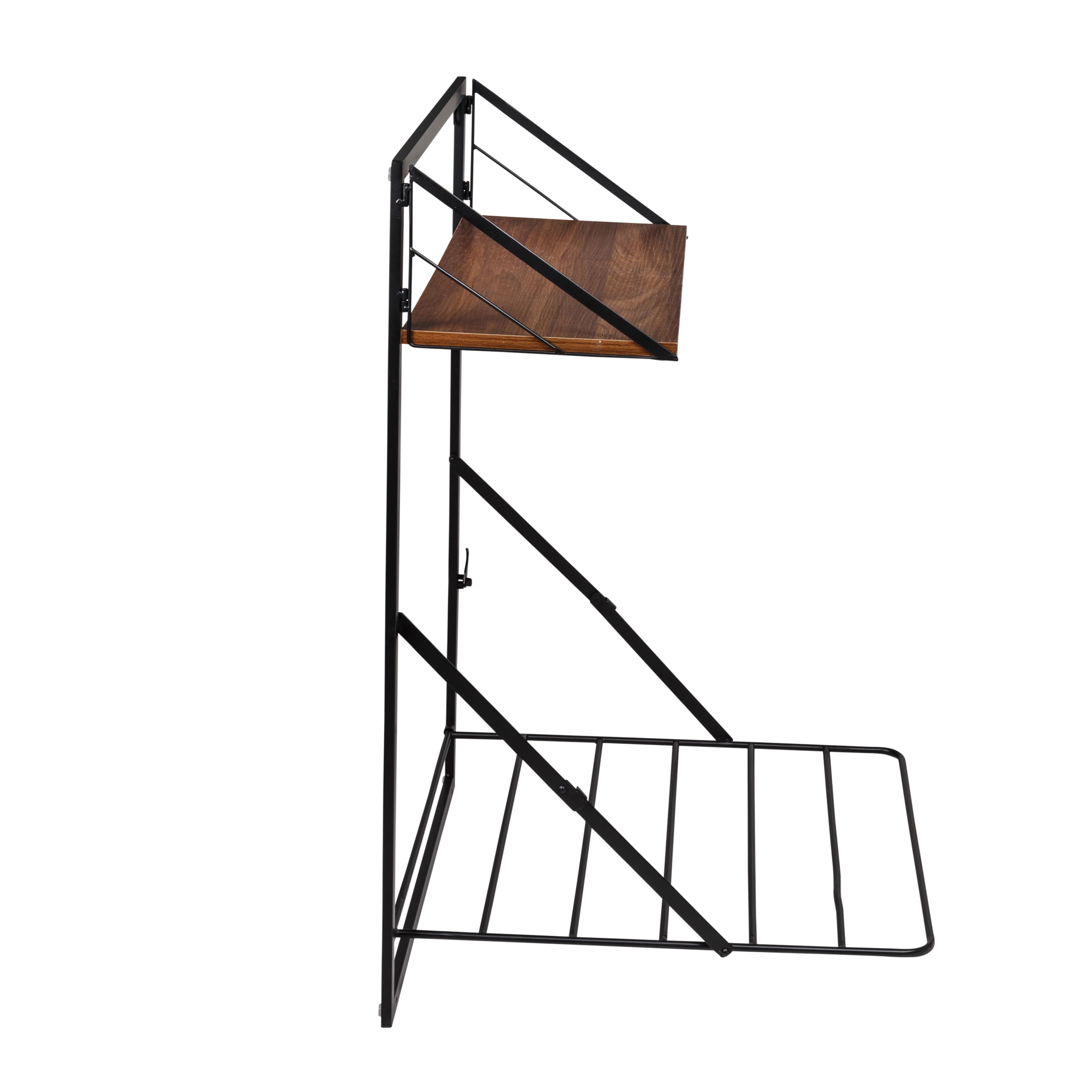 Honey-Can-Do - Black & Walnut-Finish Wall-Mounted Drying Rack with Shelf