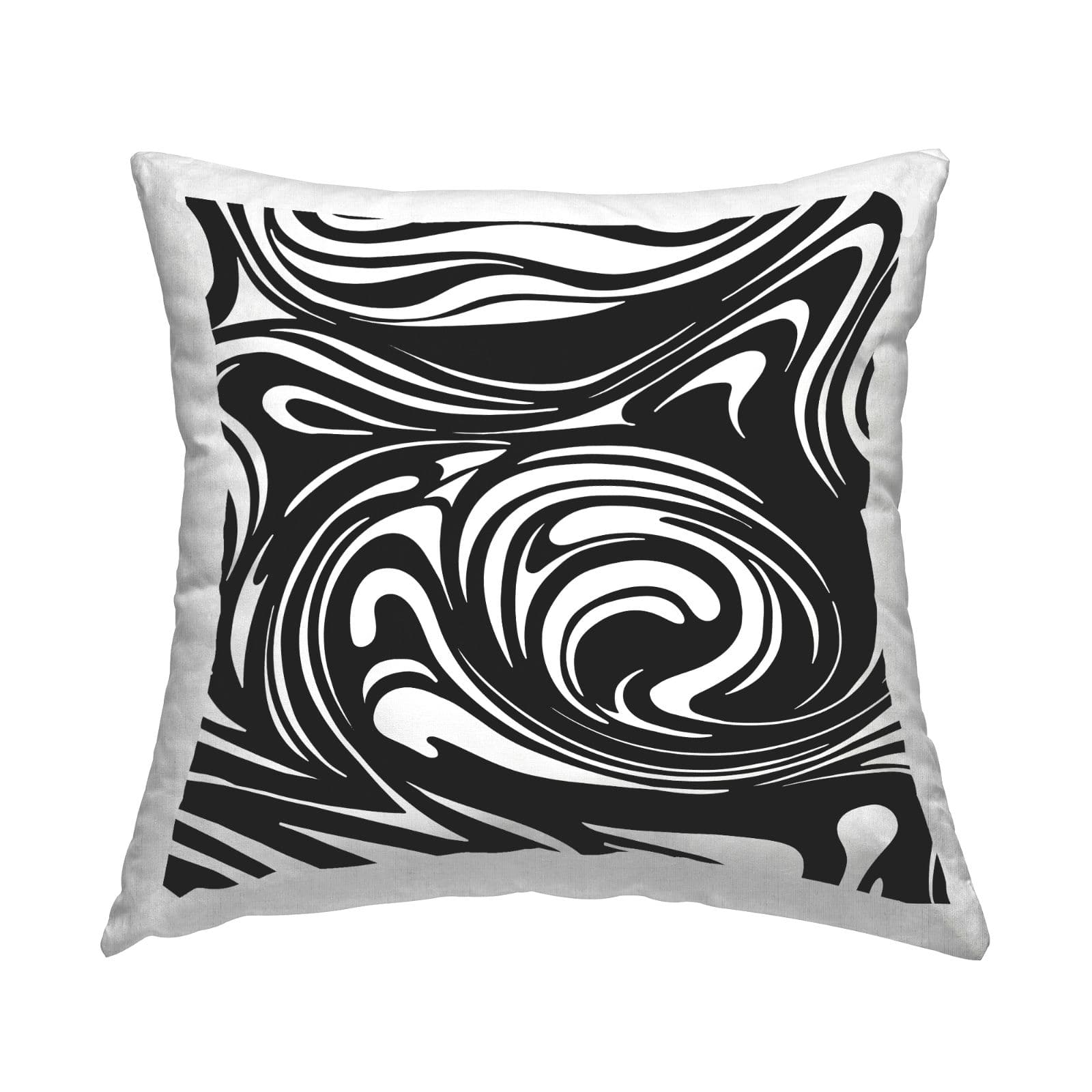 Stupell Industries Contemporary Black &#x26; White Asymmetrical Abstract Swirls Throw Pillow, 18&#x22; x 18&#x22;