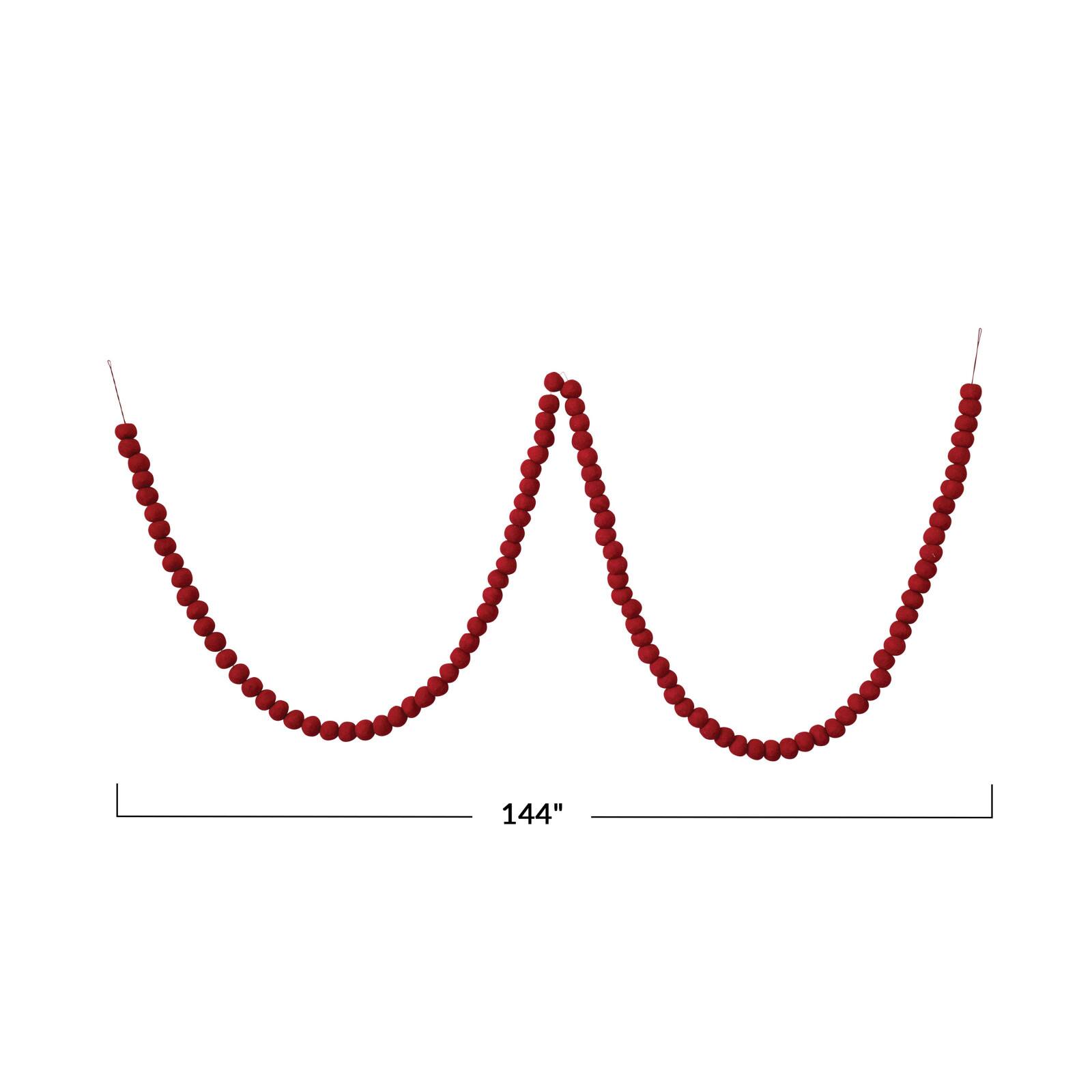 Hello Honey&#xAE; 12ft. Handmade Wool Felt Ball Garland in Printed Drawstring Bag