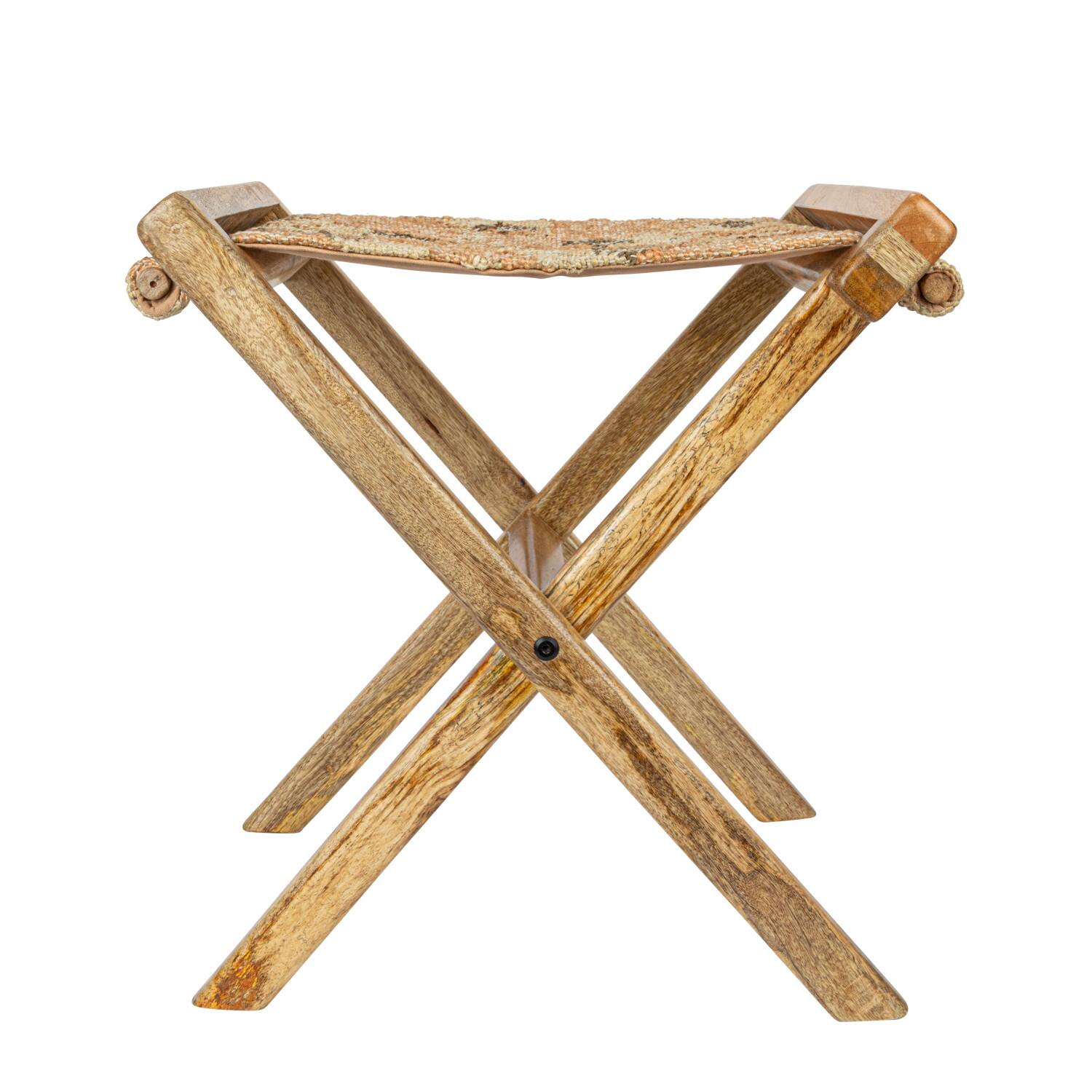 Hello Honey&#xAE; 20&#x22; Natural Brown Modern Collapsible Wood Folding Stool